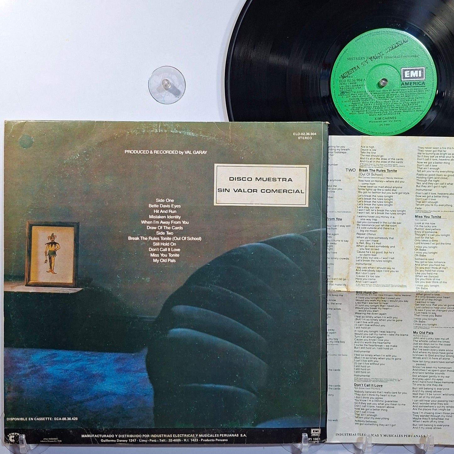 lp Kim Carnes Mistaken Identity made peru 1981 promocional con insert pop rock
