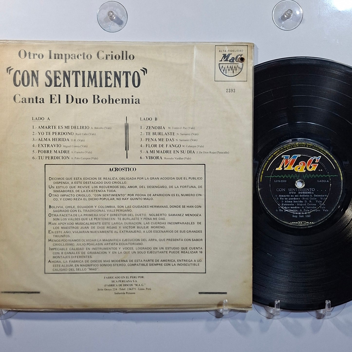 lp Duo Bohemia Con Sentimiento made peru 1960 huayno folk