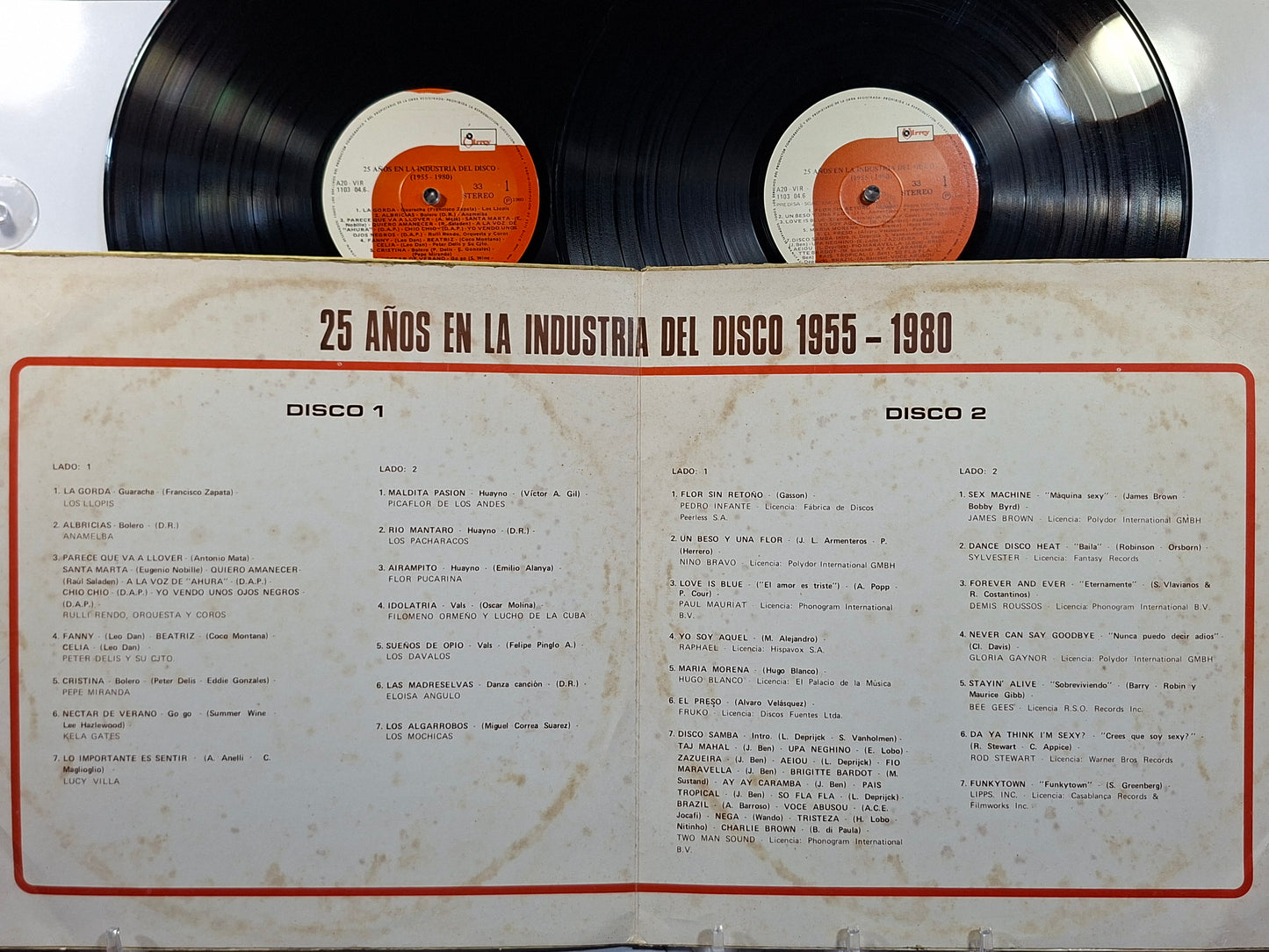 x2 lp 25 Años En La Industria Del Disco 1955 1980 Kela Gates James Brown Los Llopis Pepe Miranda varios made peru 1971 gatefold latin cumbia rock