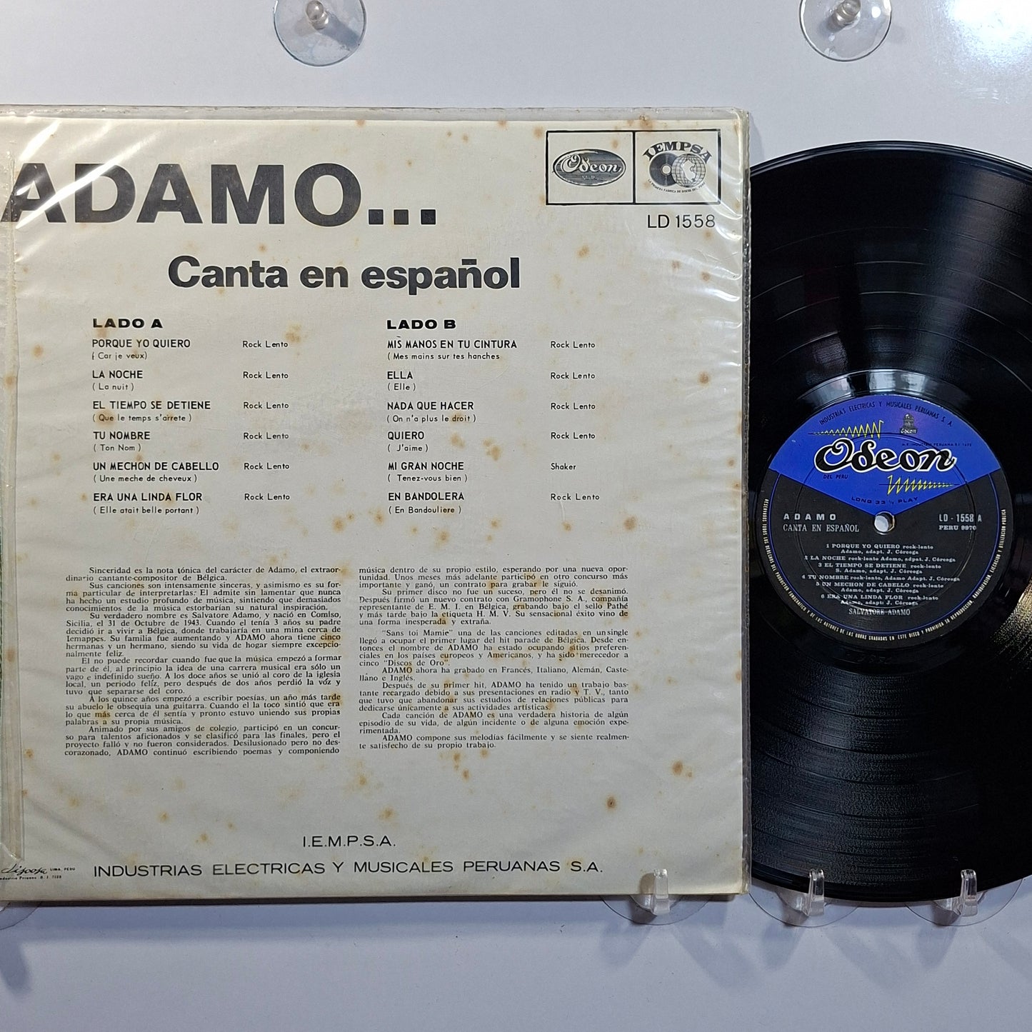 lp Adamo Adamo Canta En Español made peru 1970 latin pop
