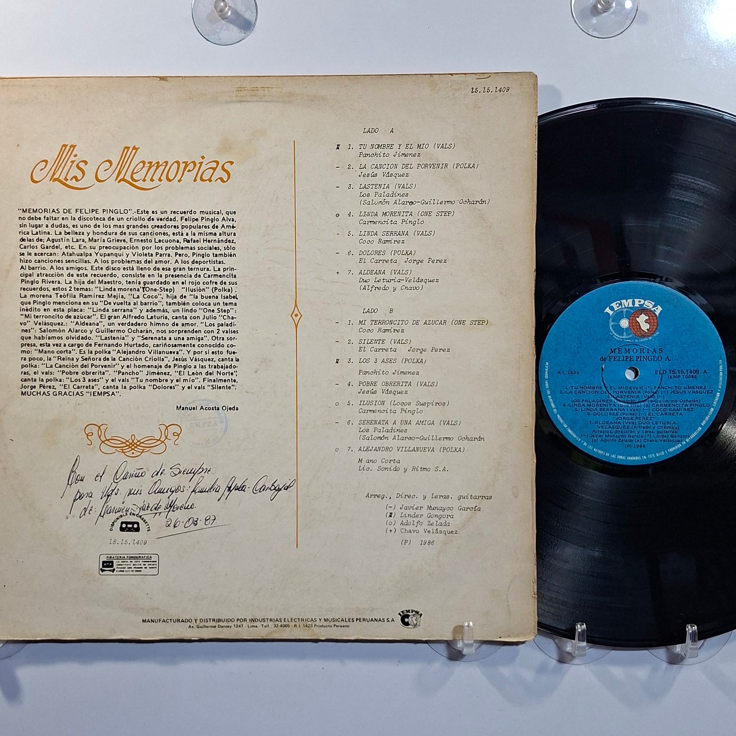 lp Felipe Pinglo Mis Memorias made peru 1986 criollo folk