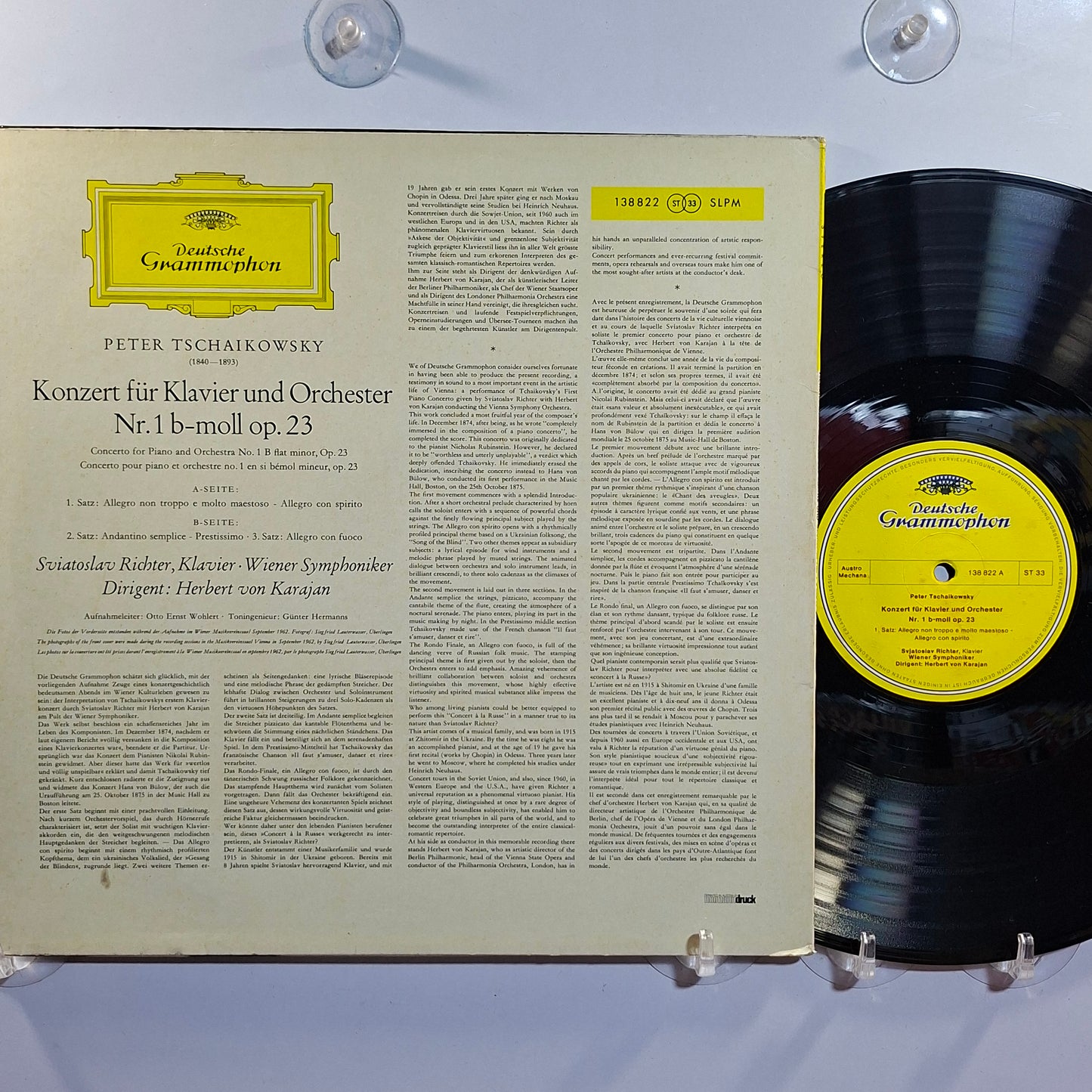 lp Herbert von Karajan Svjatoslav Richter Tschaikowsky con la sinfonica de viena Klavierkonzert Nr.1 B-moll made alemania 1962 clasico