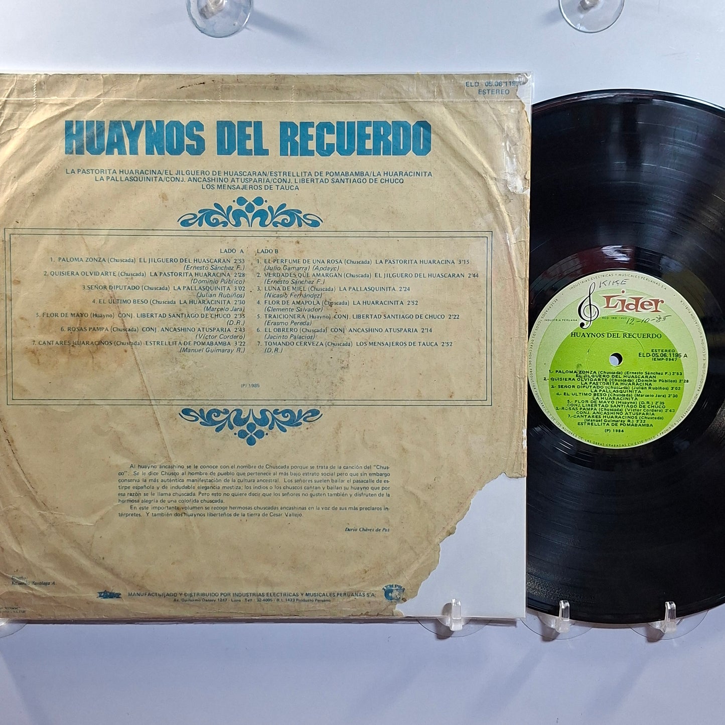 lp Huaynos Del Recuerdo jilguero del huascaran pastorita huaracina la pallasquinita varios made peru 1984 huayno folk