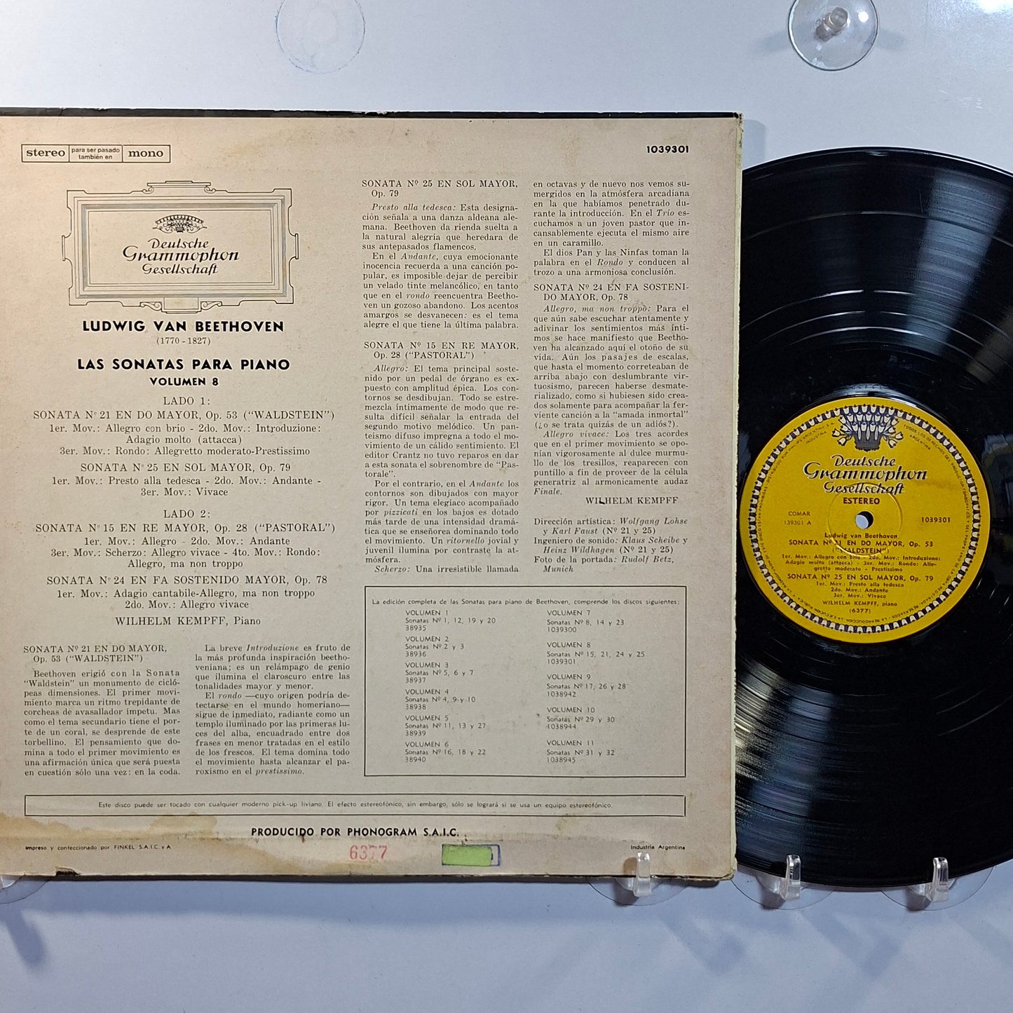 lp wilhelm kempff beethoven Sonata 21 Sonata 15 Sonata 24 piano made argentina 1967 clasico