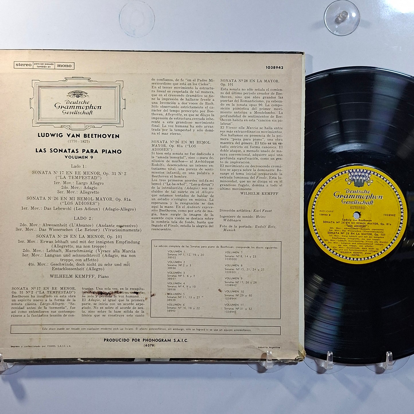 lp wilhelm kempff beethoven Sonata 17 Sonata 26 Sonata 28 piano made argentina 1967 clasico