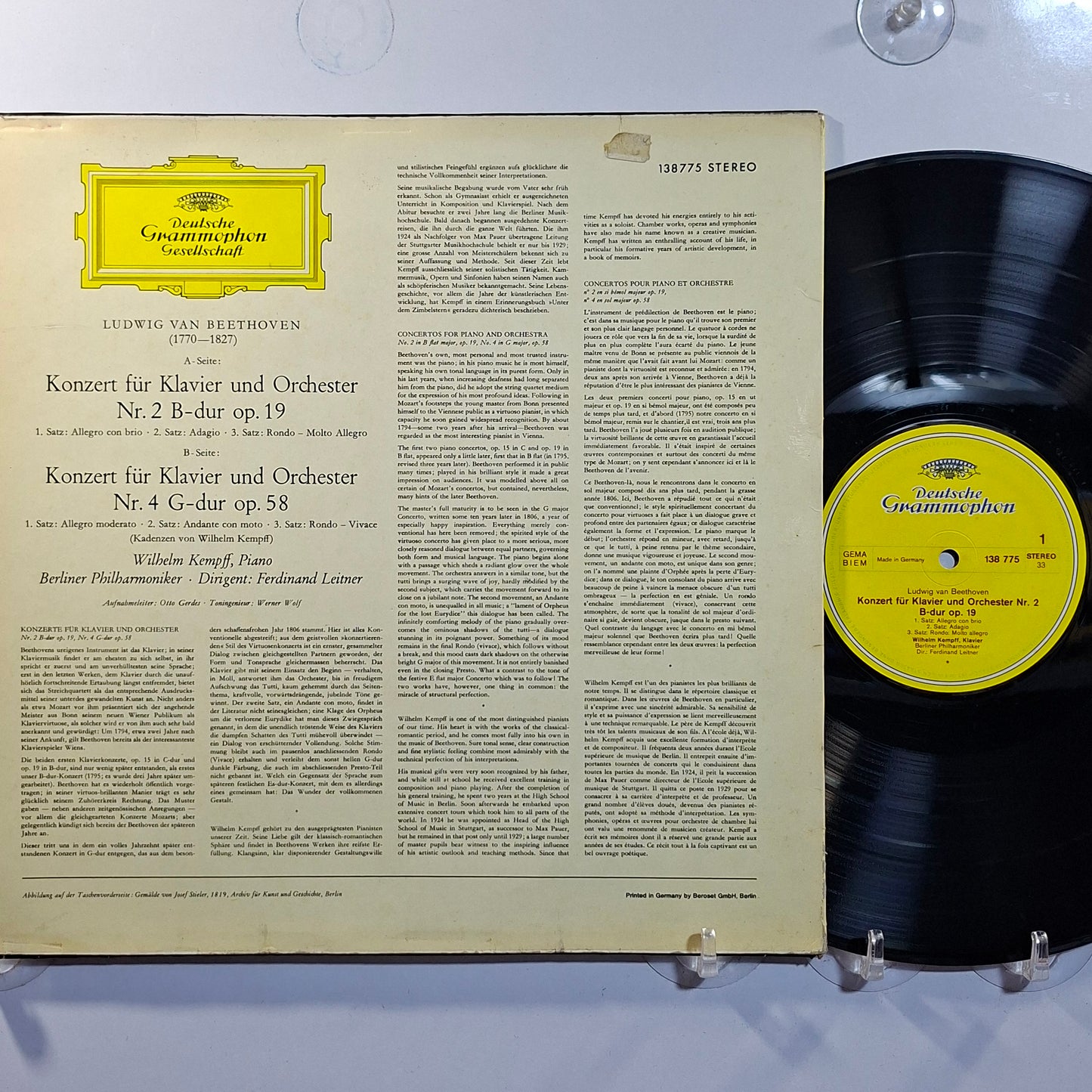 lp wilhelm kempff Ferdinand Leitner Beethoven Klavierkonzerte Nr 2 Nr 4 filarmonica de berlin made alemania 1969 clasico
