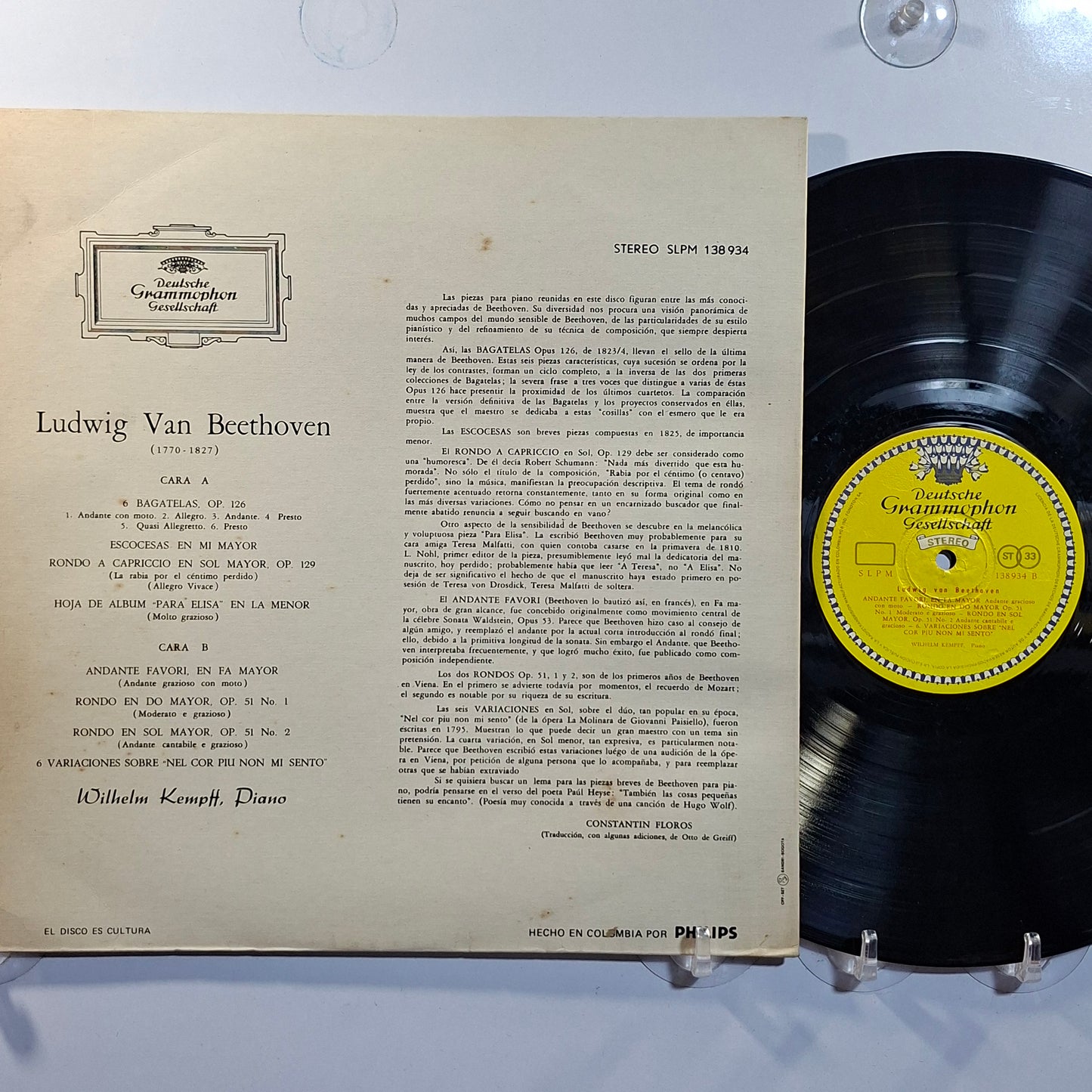 lp wilhelm kempff beethoven bagatelas piano made colombia 1970 clasico