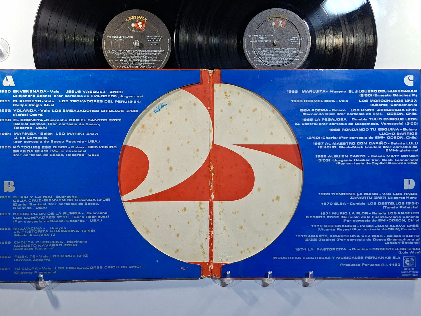 x2 lp 25 Años Alegrando al Peru Los Destellos Los Angeles Negros La Pastorita Huaracina varios made peru 1974 gatefold latin rock cumbia