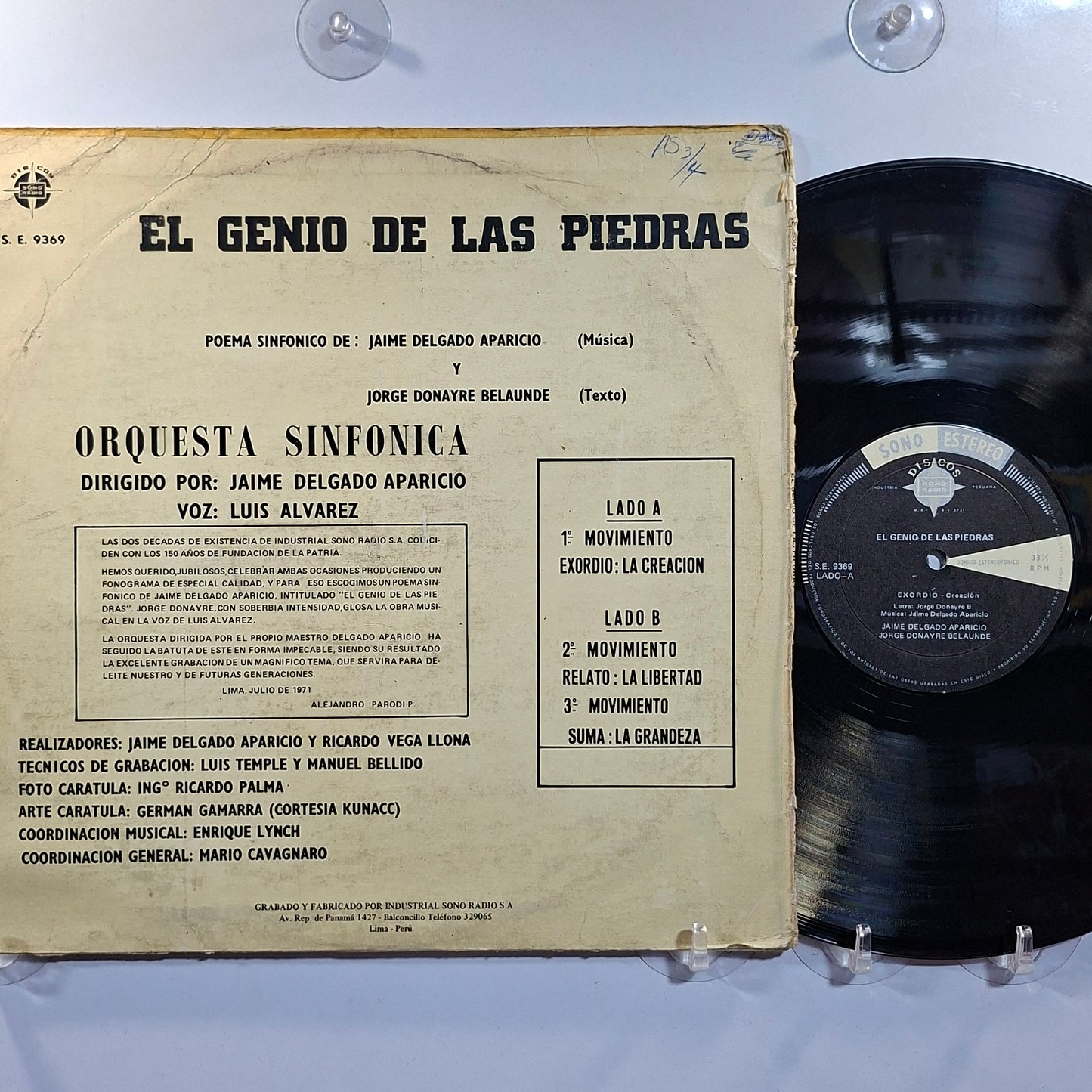 lp El Genio de las Piedras Jaime Delgado Aparicio Jorge Donayre Belaunde made peru 1971 poema sinfonico