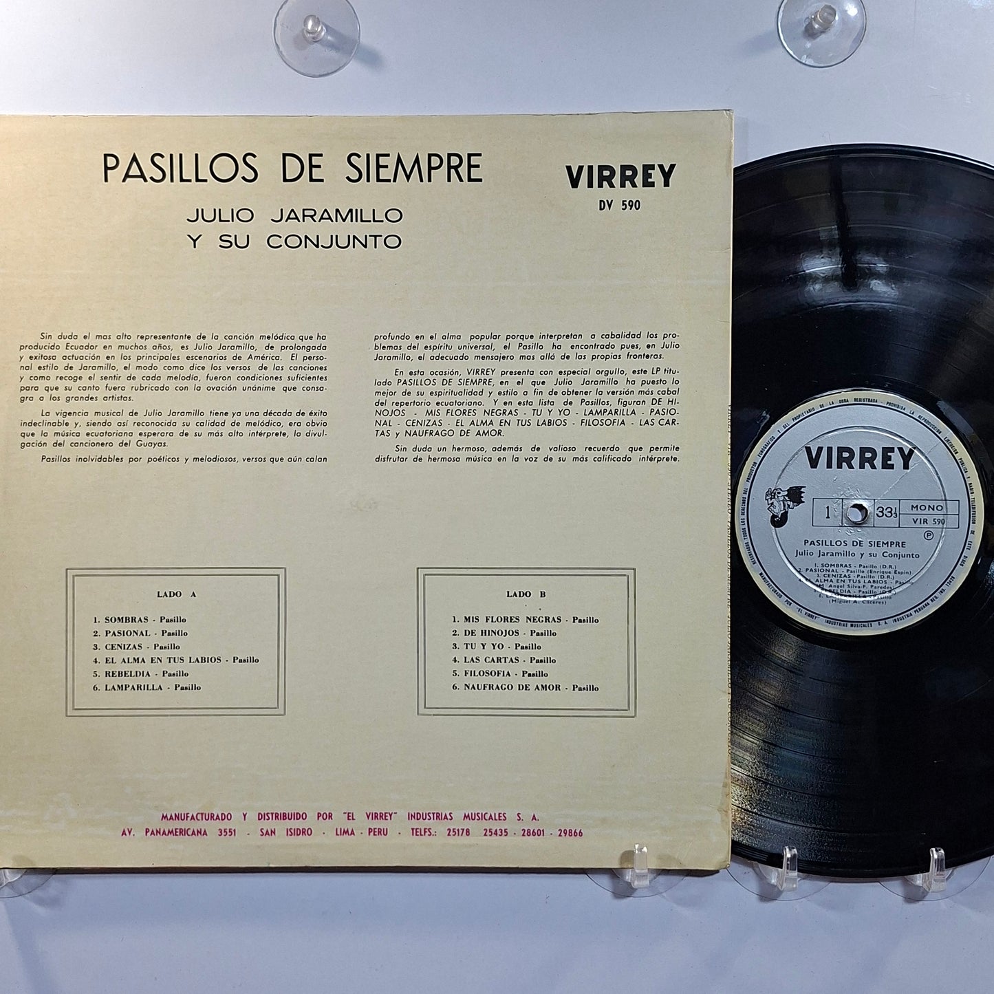 lp Julio Jaramillo Y Su Conjunto Pasillos De Siempre made peru 1965 latin pasillo