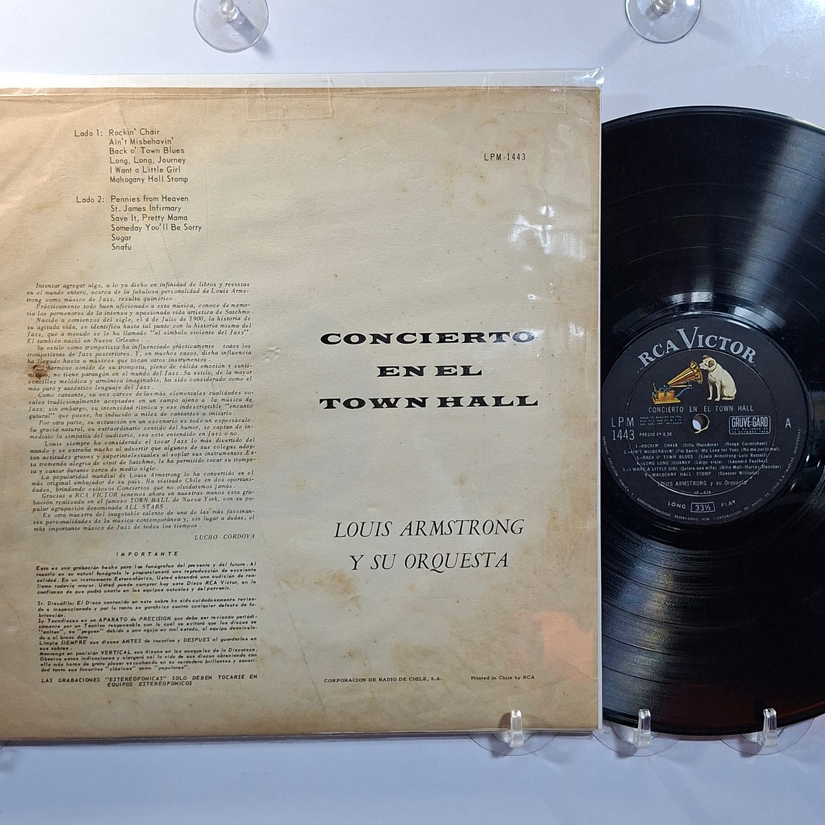 lp Louis Armstrong And His Orchestra Town Hall Concert Plus made chile 1966 jazz