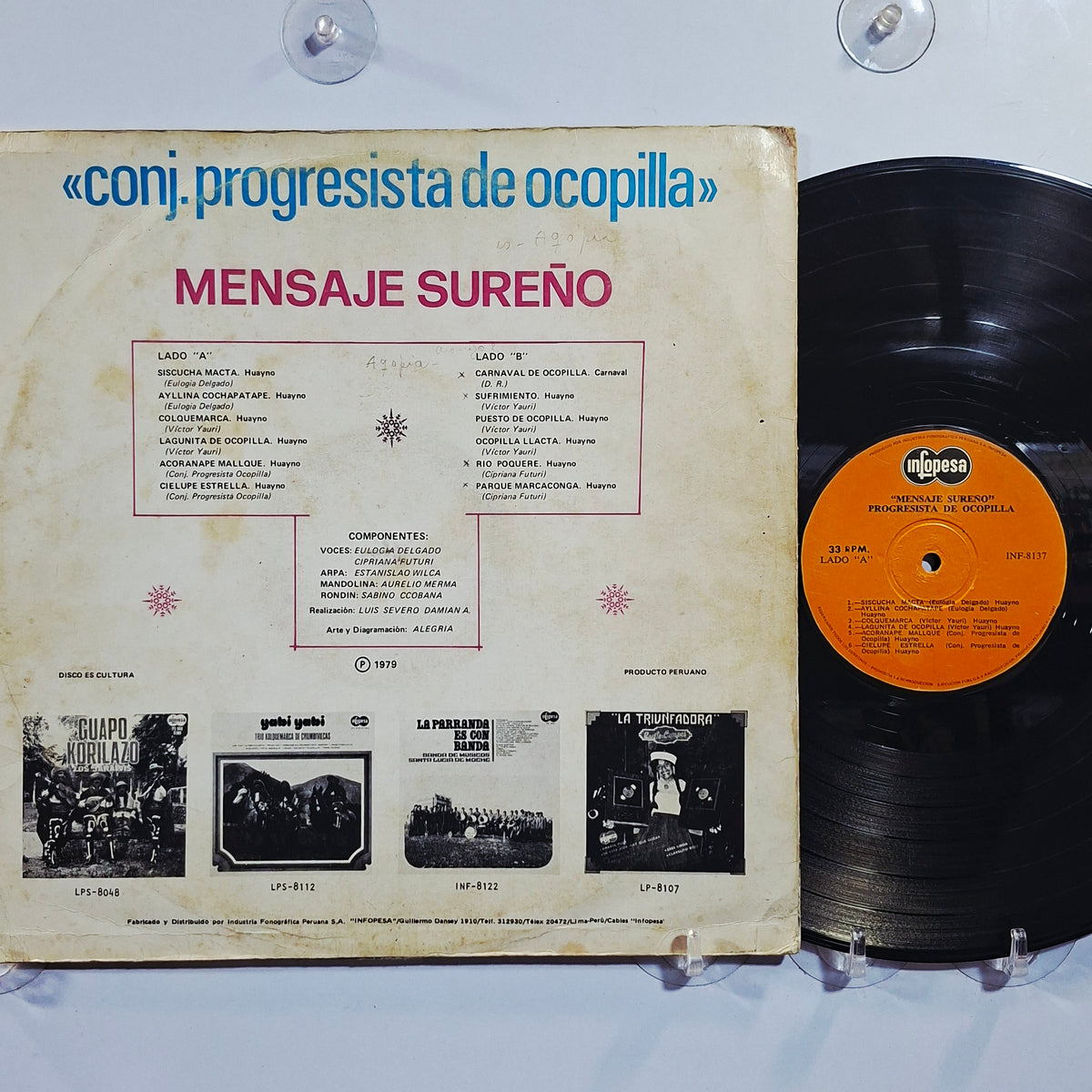 lp conjunto Progresista De Ocopilla Mensaje Sureño made peru 1968 huayno folk