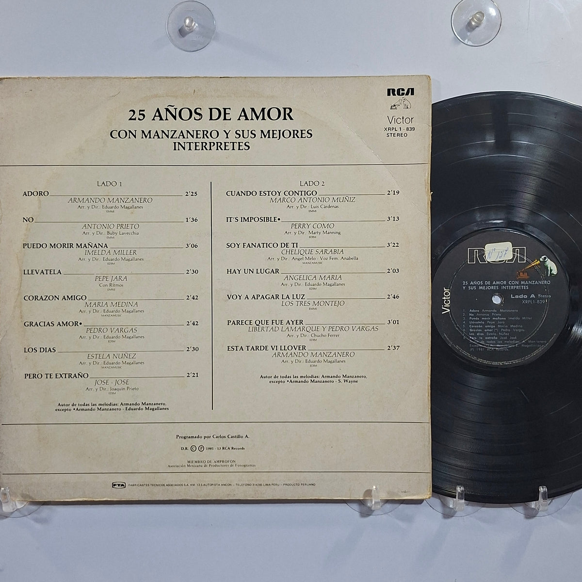 lp 25 Años de Amor con Manzanero y Sus Mejores Interpretes jose jose Pedro Vargas Marco Antonio Muñiz varios made peru 1981 latin pop