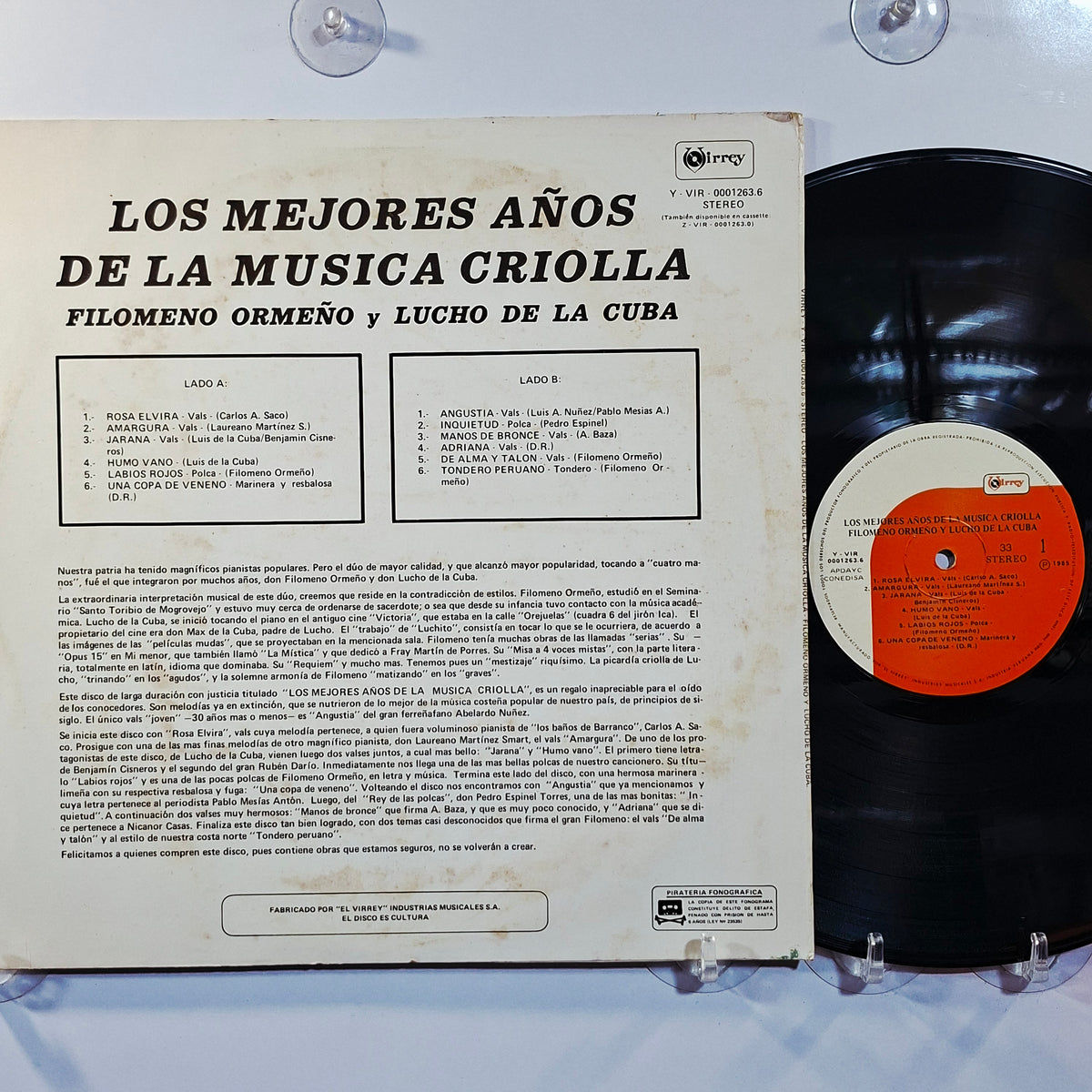 lp Filomeno Ormeño Y Lucho De La Cuba los mejores años de la musica criolla made Peru 1980 criollo folk