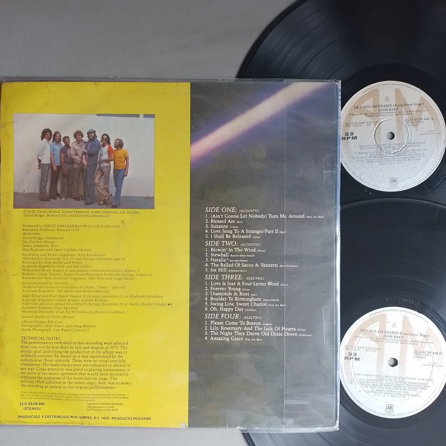 x2 lp Joan Baez From Every Stage made peru 1976 rock