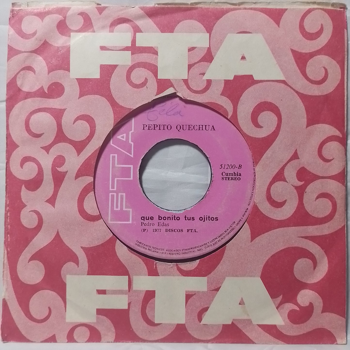 single 7" Pepito Quechua No Me Vacilas / Que Bonito Tus Ojitos made peru 1977 con funda original latin cumbia