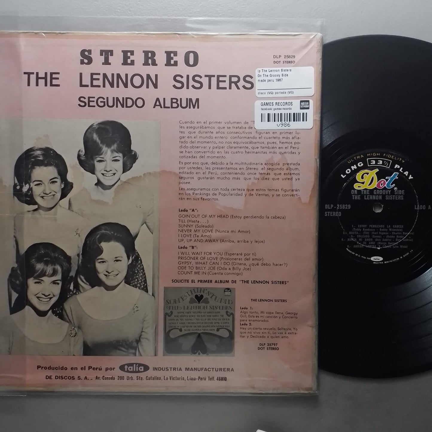 lp The Lennon Sisters On The Groovy Side made peru 1967