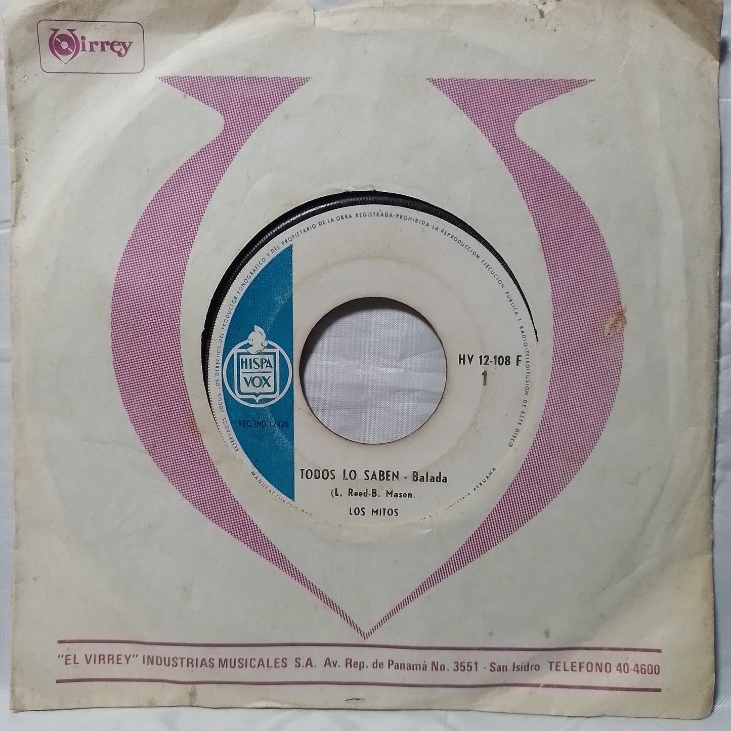 single 7" Los Mitos Me Conformo / Todos Lo Saben made peru 1969 con funda original rock