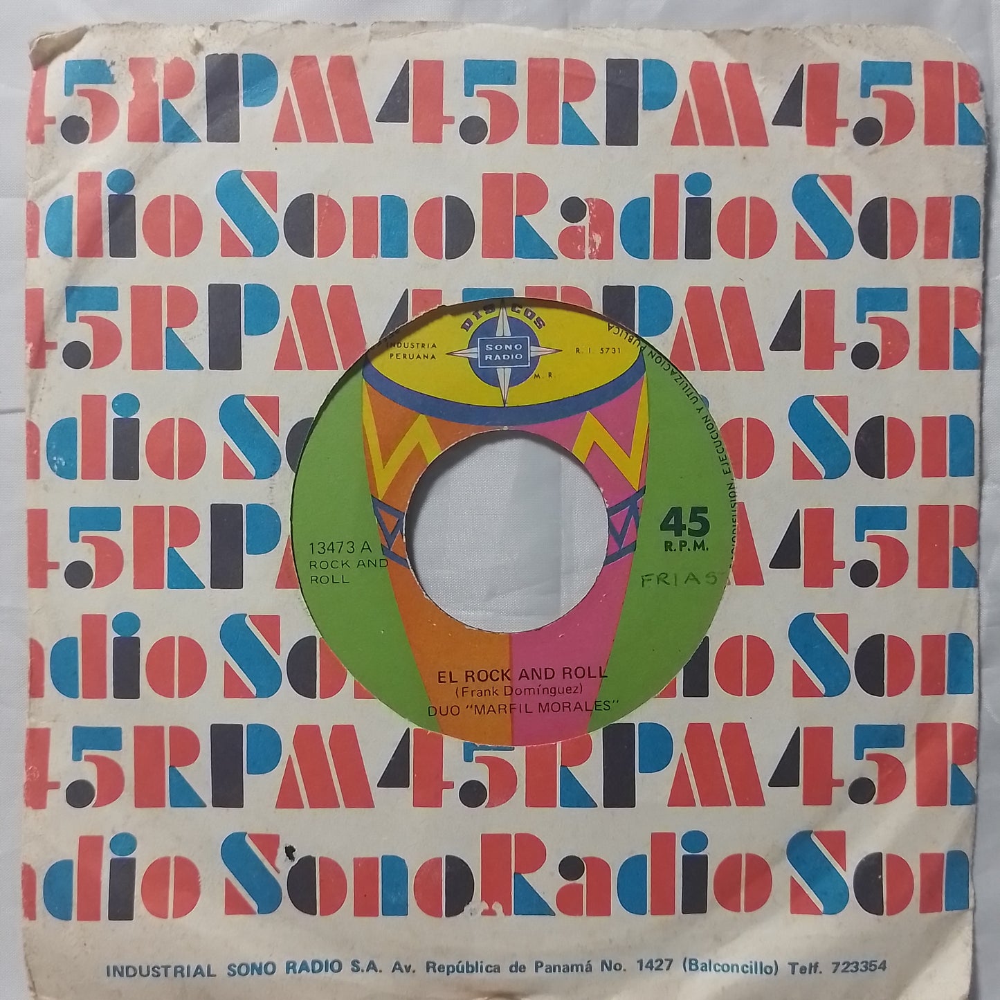 single 7" Marfil Y Morales El Rock And Roll / el huerfano made peru con funda original latin rock