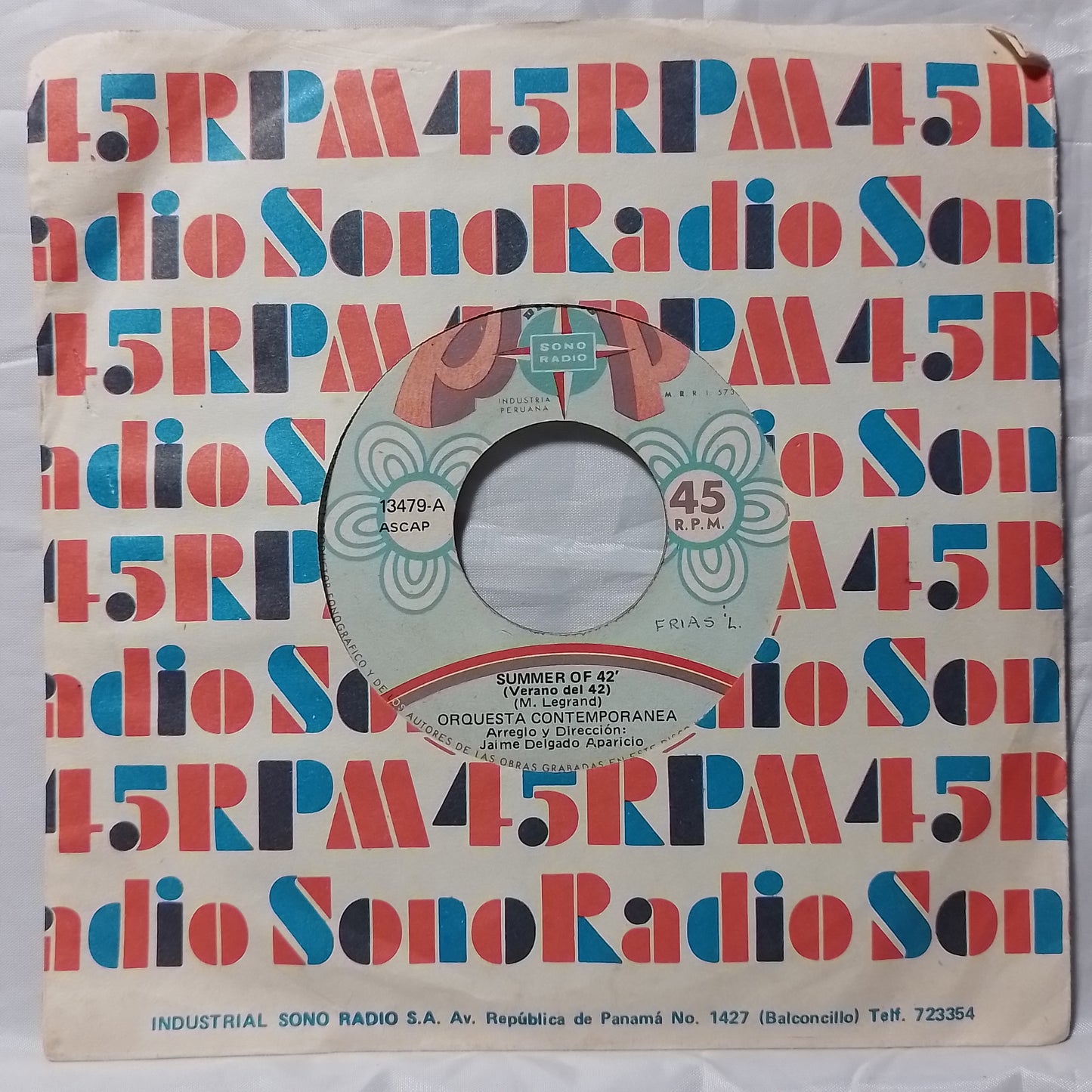 single 7" Orquesta Contemporánea Summer Of '42 / I've Got You Under My Skin made peru 1976 con funda original disco latin jazz