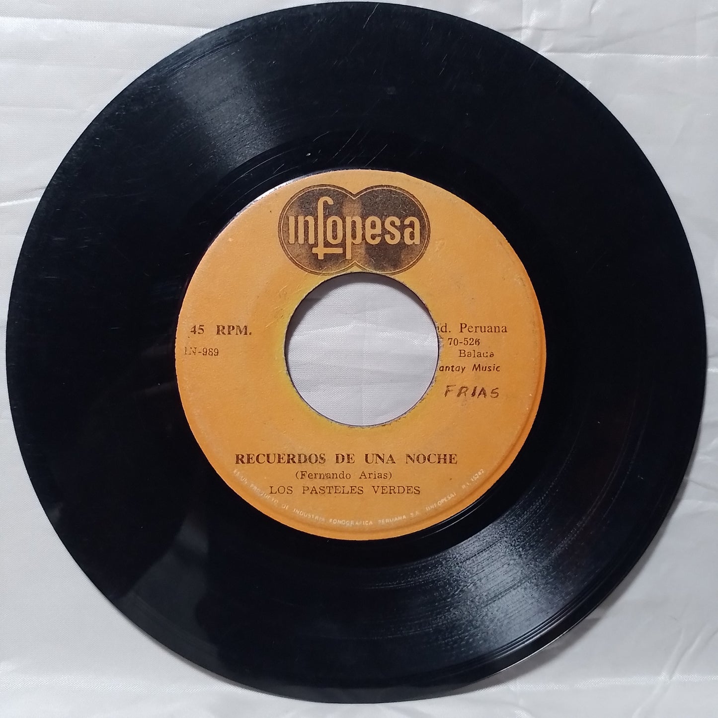 single 7" Los Pasteles Verdes Recuerdos De Una Noche / Baby made peru 1974 latin rock