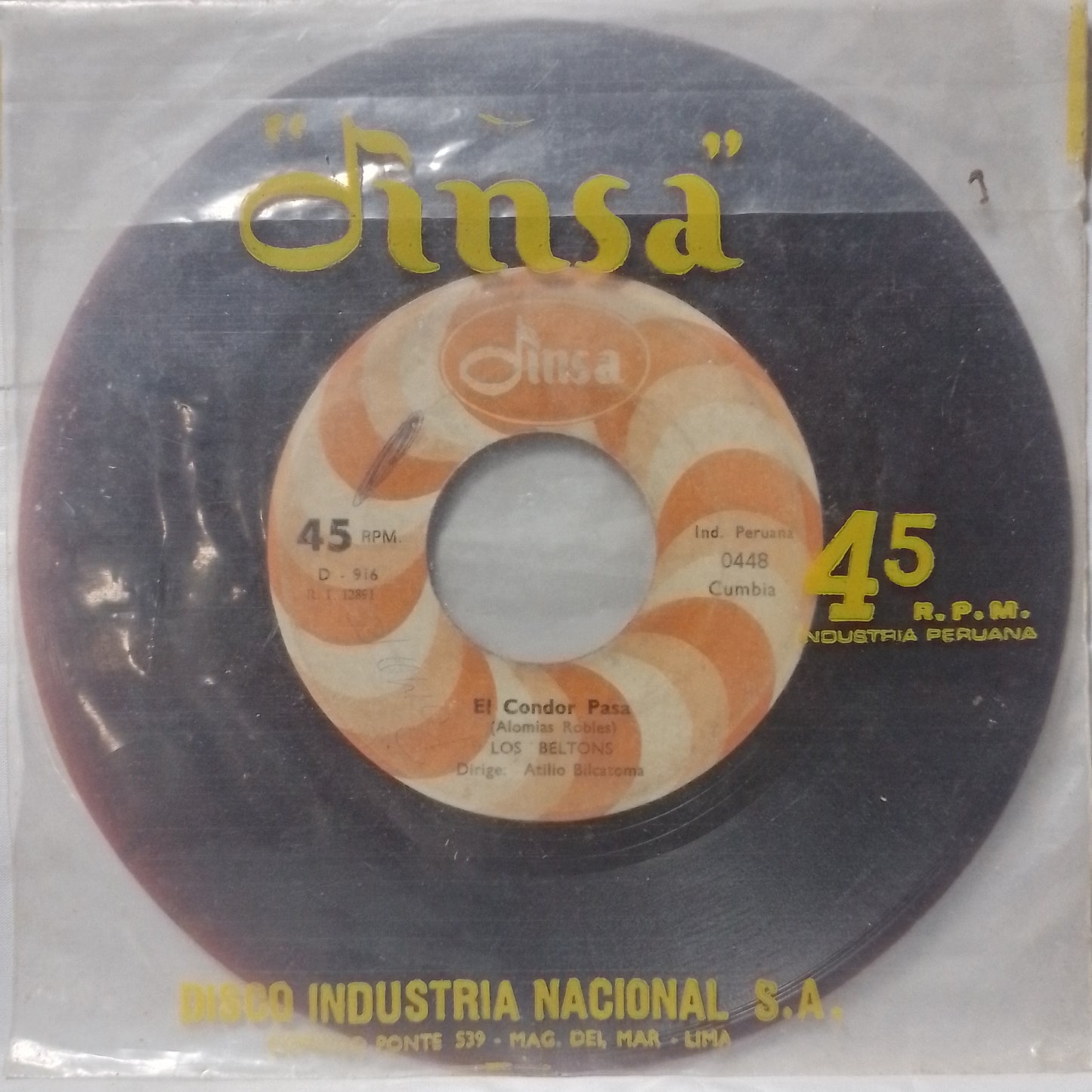 single 7" Los Beltons El Condor Pasa / El Revolucionario made peru 1969 con funda original latin Cumbia