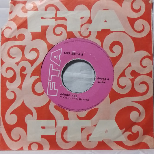 single 7" Los Beta 5 Dónde Vas / Ocho Días made peru 1974 con funda original latin cumbia