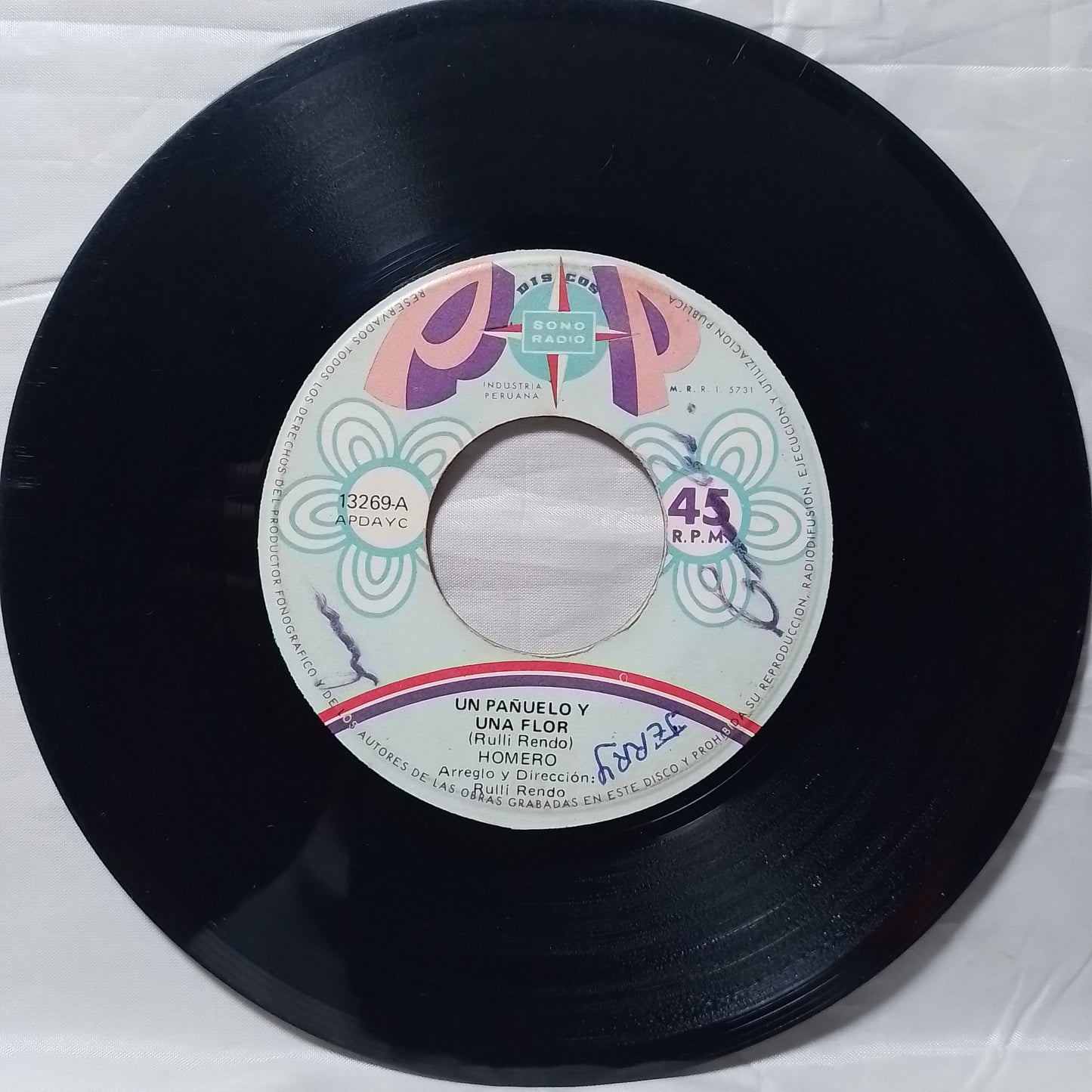 single 7" Homero Un Pañuelo Y Una Flor made peru 1973 latin pop