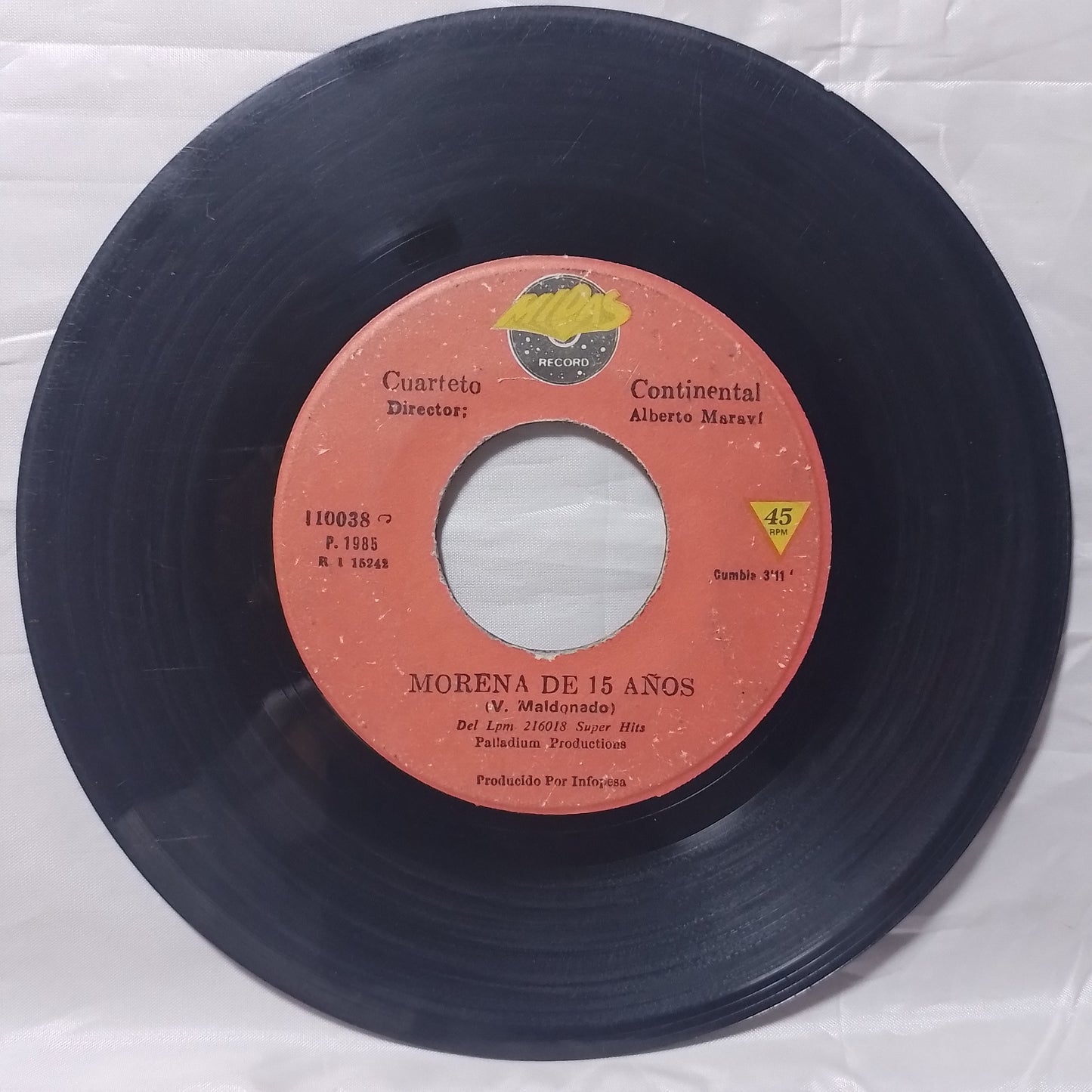 single 7" Cuarteto Continental Morena De 15 Años / Aventurera made peru 1986 latin cumbia