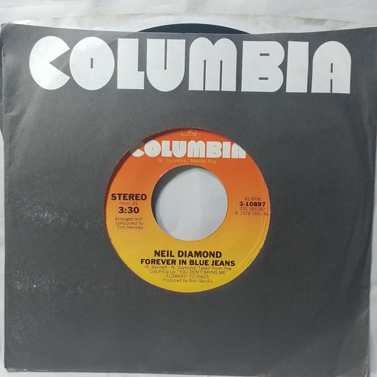 single 7" Neil Diamond Forever In Blue Jeans / Remember Me made usa 1979 con funda original pop