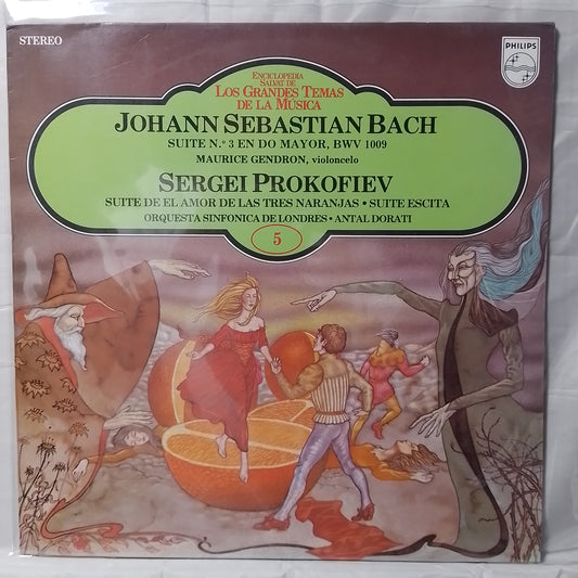 lp Johann Sebastian Bach Sergei Prokofiev Maurice Gendron Violonchelo Orquesta Sinfonica De Londres made españa 1983 clasico