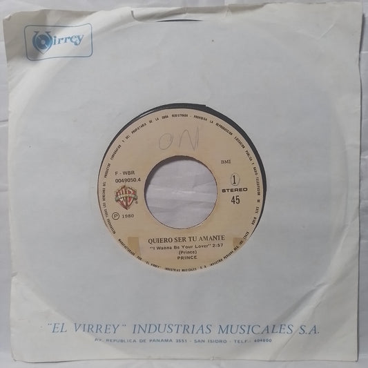single 7" Prince Quiero Ser Tu Amante / I Wanna Be Your Lover made peru 1980 con funda original funk soul disco