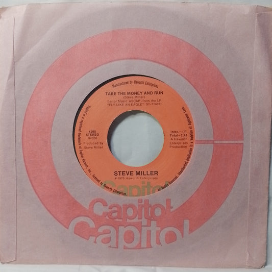 single 7" Steve Miller Take The Money And Run / Sweet Maree made usa 1976 con funda original rock