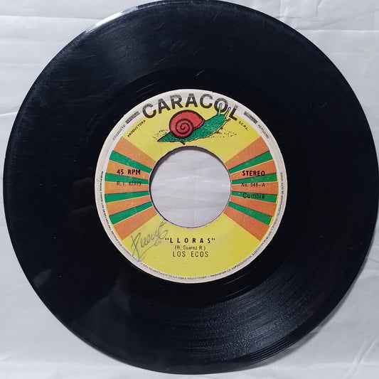 single 7" Los Ecos Lloras / Mujercita buena made peru latin cumbia