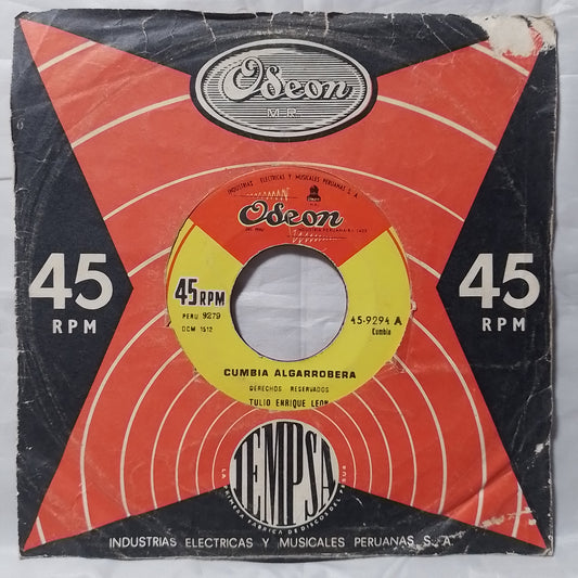 single 7" Tulio Enrique Leon Cumbia Algarrobera / Sabor A Cumbia made peru 1964 con funda original latin cumbia