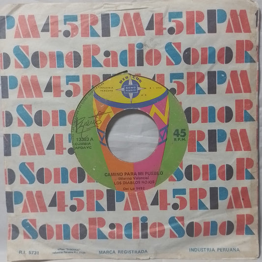 single 7" Los Diablos Rojos Camino Para Mi Pueblo / Mariposita Roja made peru con funda original latin Cumbia