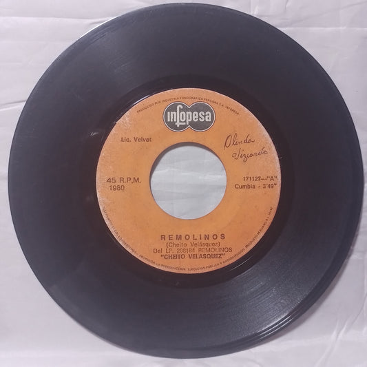 single 7" Cheito Velasquez Remolinos / Soberbias Y Celos made peru 1980 latin Cumbia