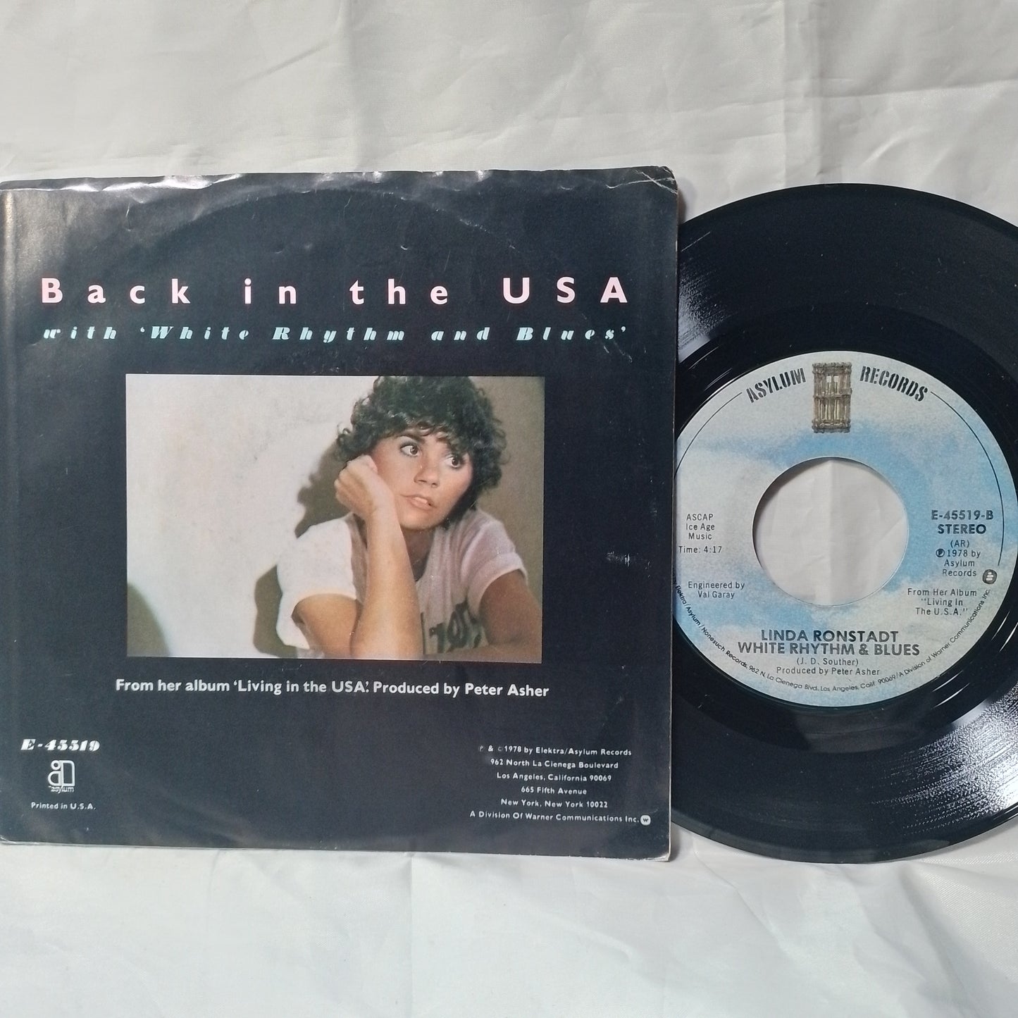 single 7" Linda Ronstadt Back In The U.S.A. / White Rhythm & Blues made usa 1978 con funda original pop rock