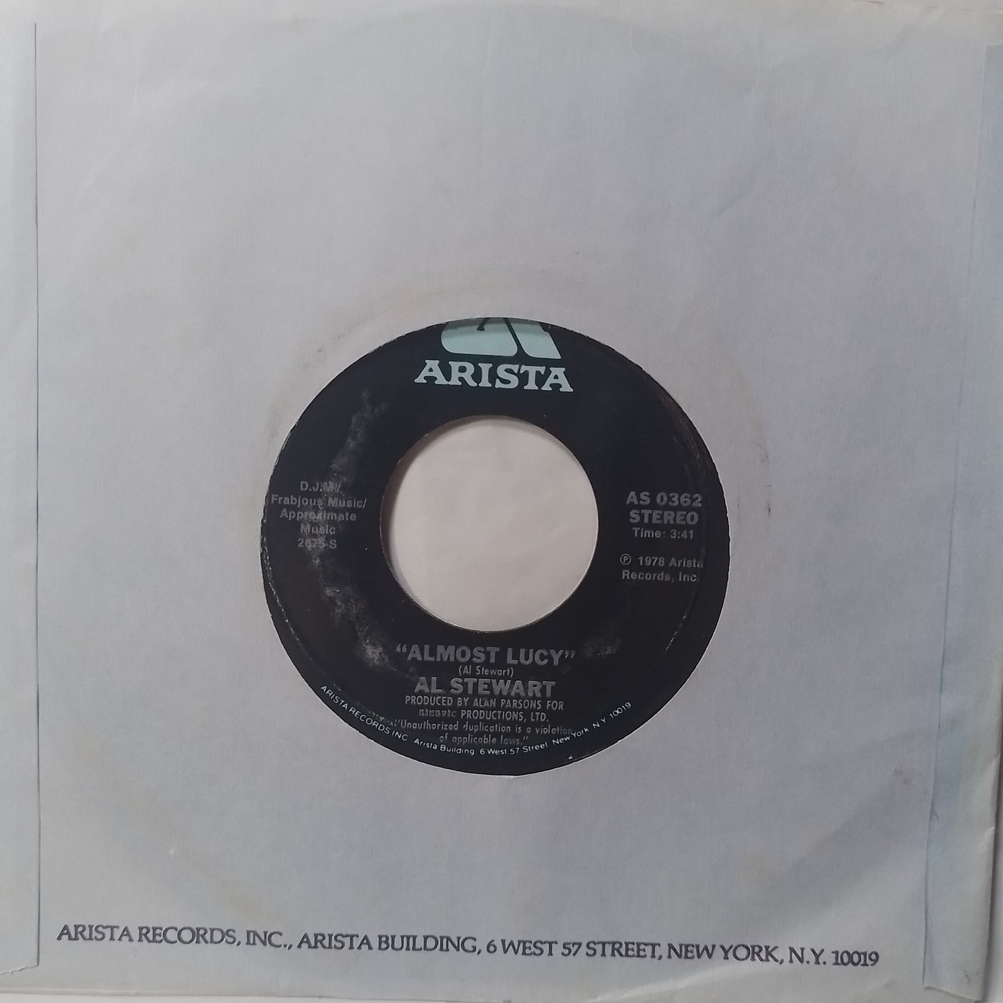 single 7" Al Stewart Time Passages / Almost Lucy made usa 1978 con funda original pop rock