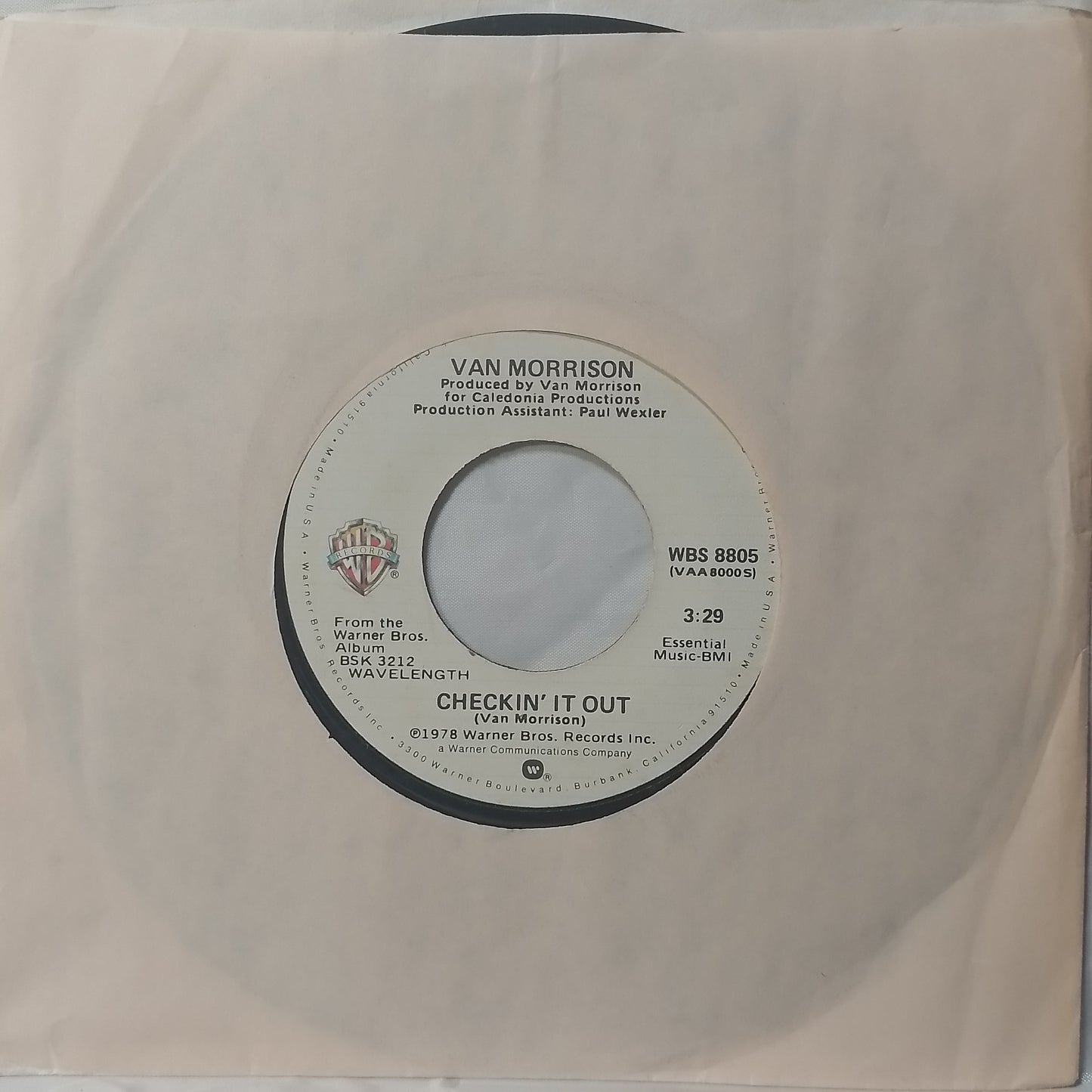 single 7" Van Morrison Checkin' It Out / Kingdom Hall made usa 1978 con funda original pop