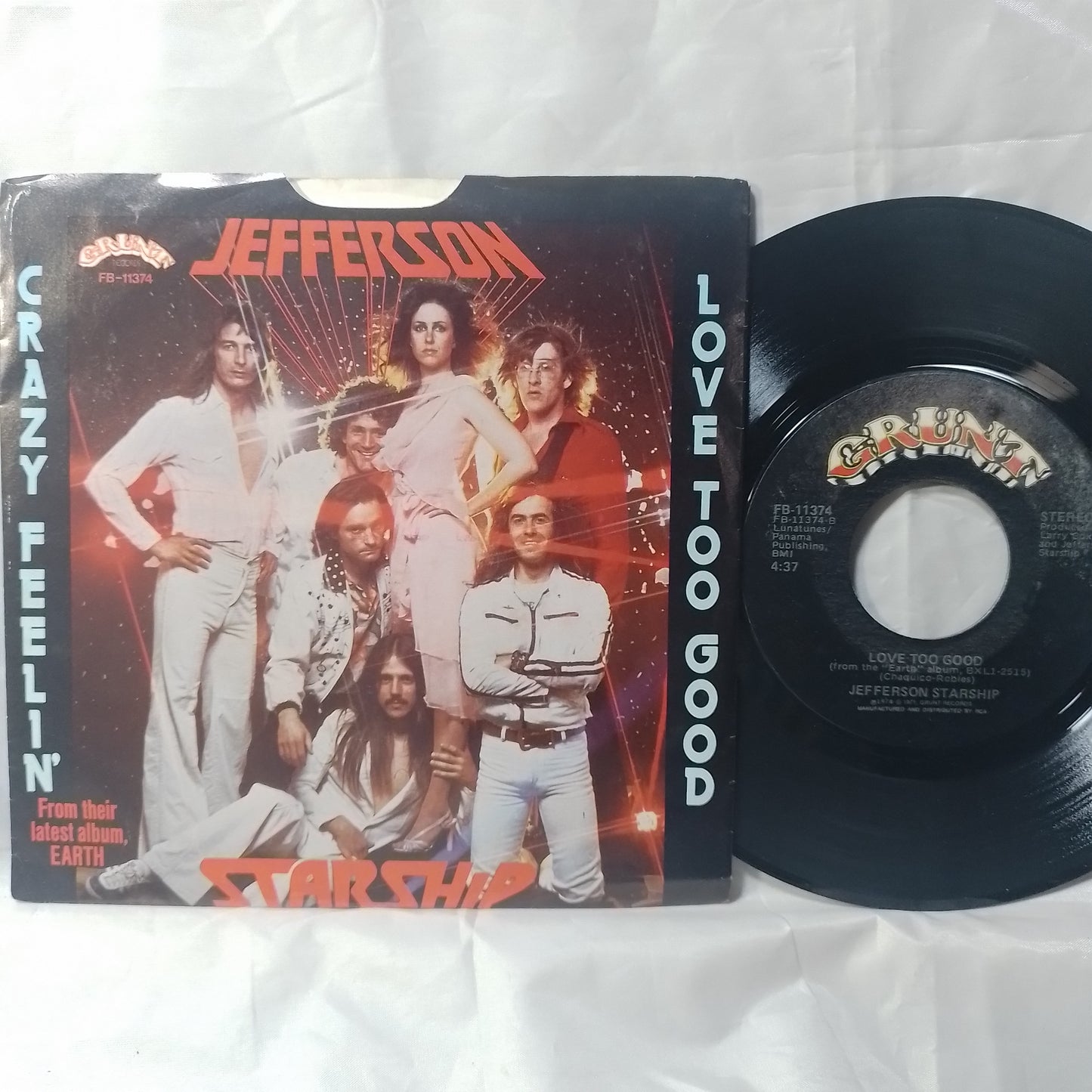 single 7" Jefferson Starship Crazy Feelin' / Love Too Good made usa 1978 con funda original rock