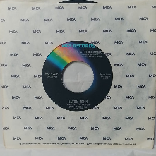 single 7" Elton John Lucy In The Sky With Diamonds / One Day At A Time made usa 1974 con funda original rock