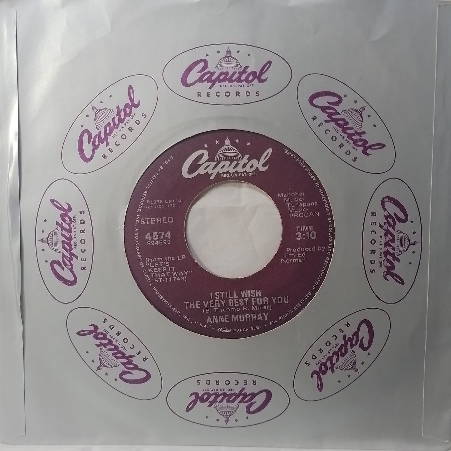 single 7" Anne Murray You Needed Me / I Still Wish The Very Best For You made usa 1978 con funda original pop