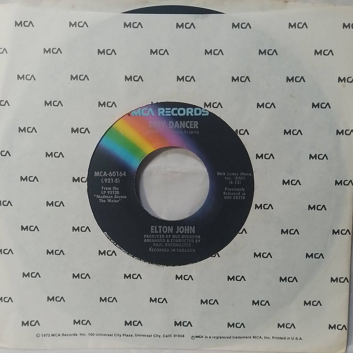 single 7" Elton John Tiny Dancer / Razor Face made usa 1973 con funda original rock