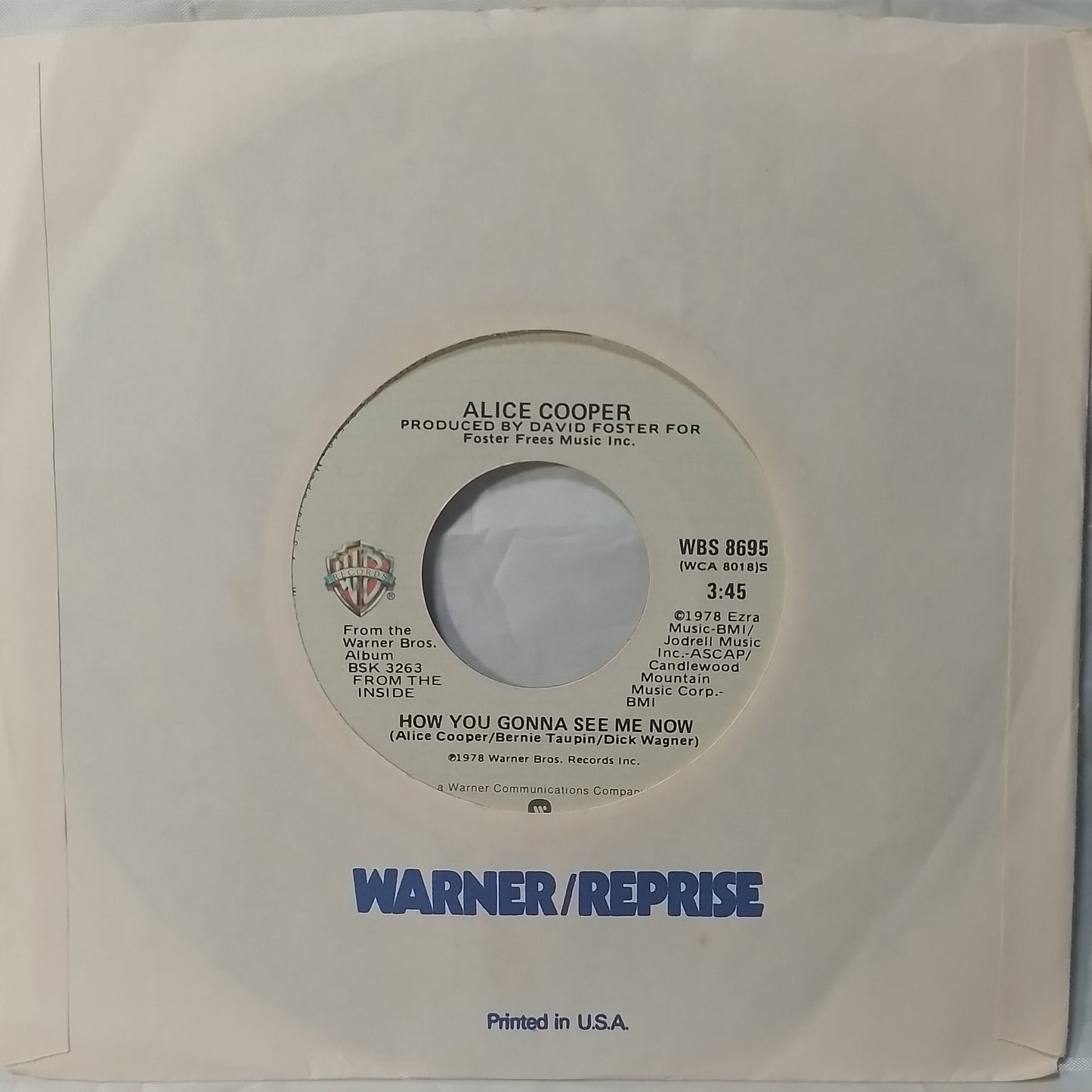 single 7" Alice Cooper How You Gonna See Me Now / No Tricks made usa 1978 con funda original rock