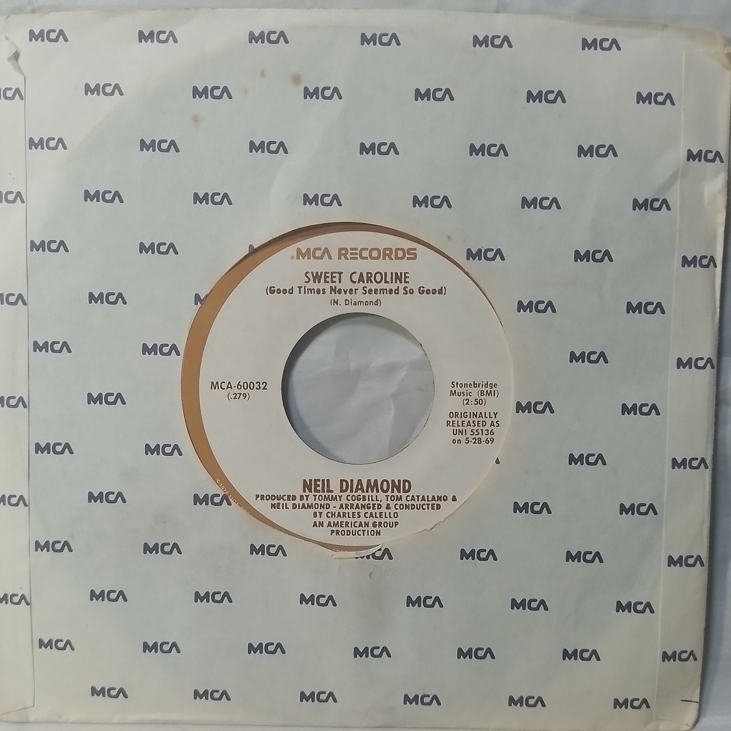 single 7" Neil Diamond Sweet Caroline / Brother Love's Travelling Salvation Show made usa 1971 con funda original pop