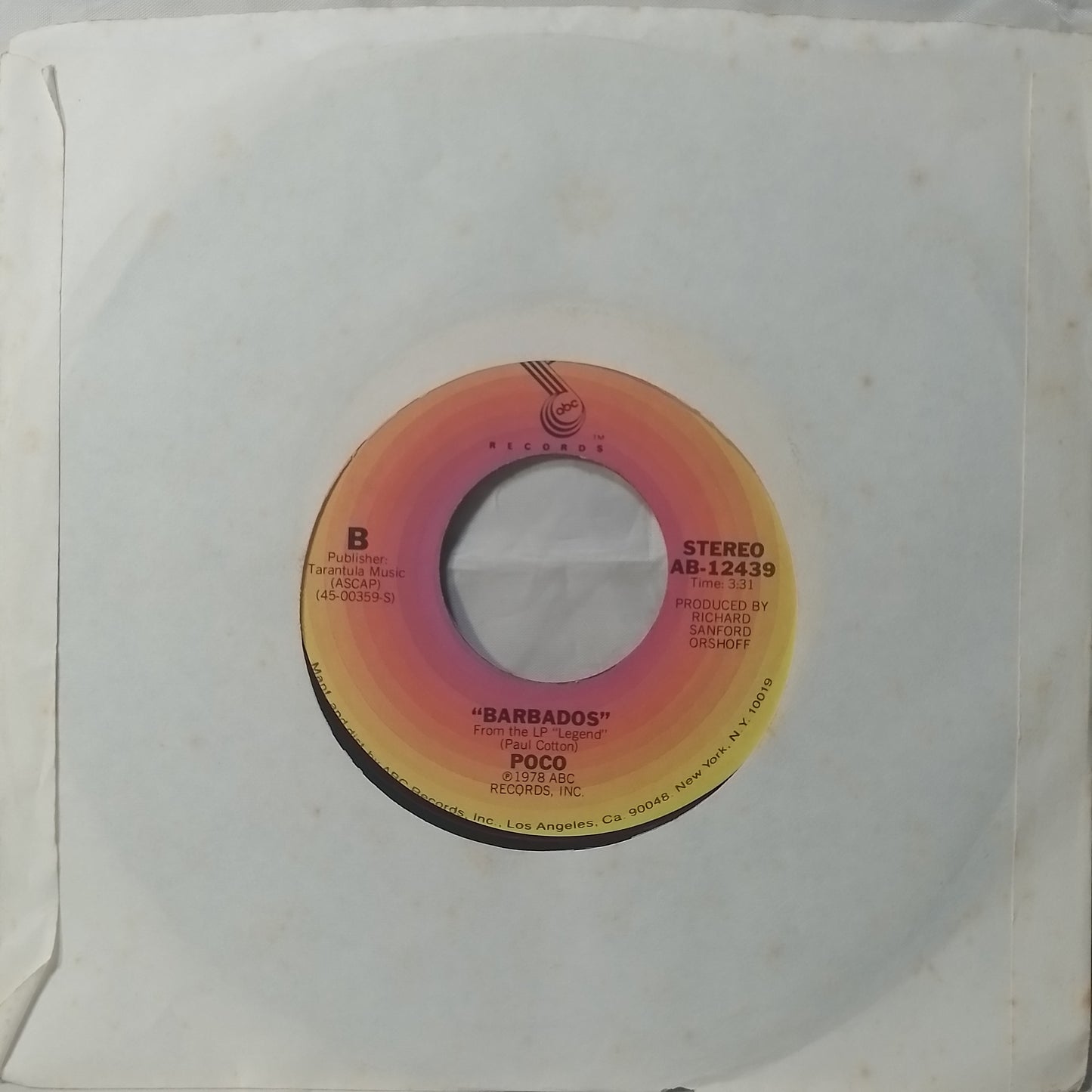 single 7" Poco Crazy Love / Barbados made usa 1978 con funda original rock