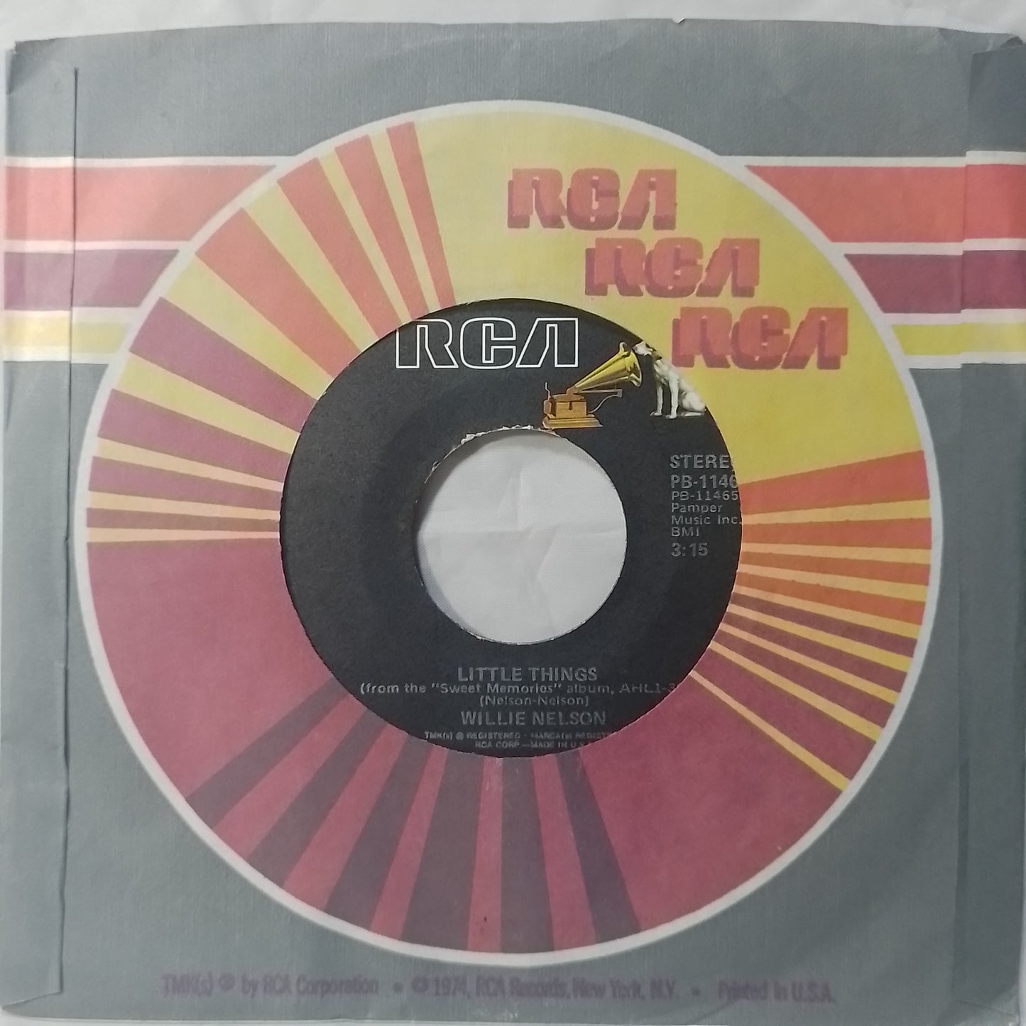 single 7" Willie Nelson Sweet Memories / Little Things made usa 1979 con funda original country