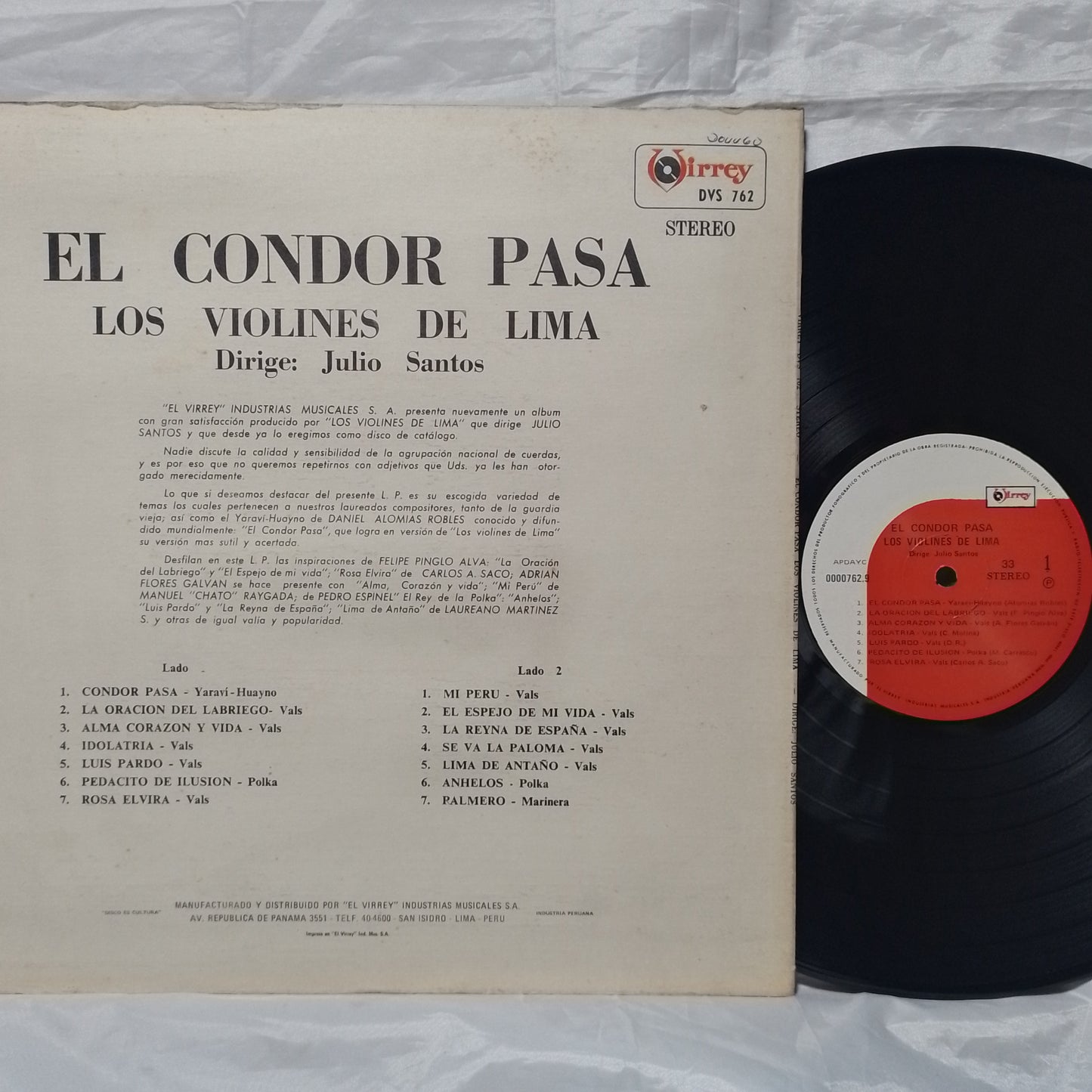 lp Los Violines De Lima El Cóndor Pasa made peru 1971 criolla folk