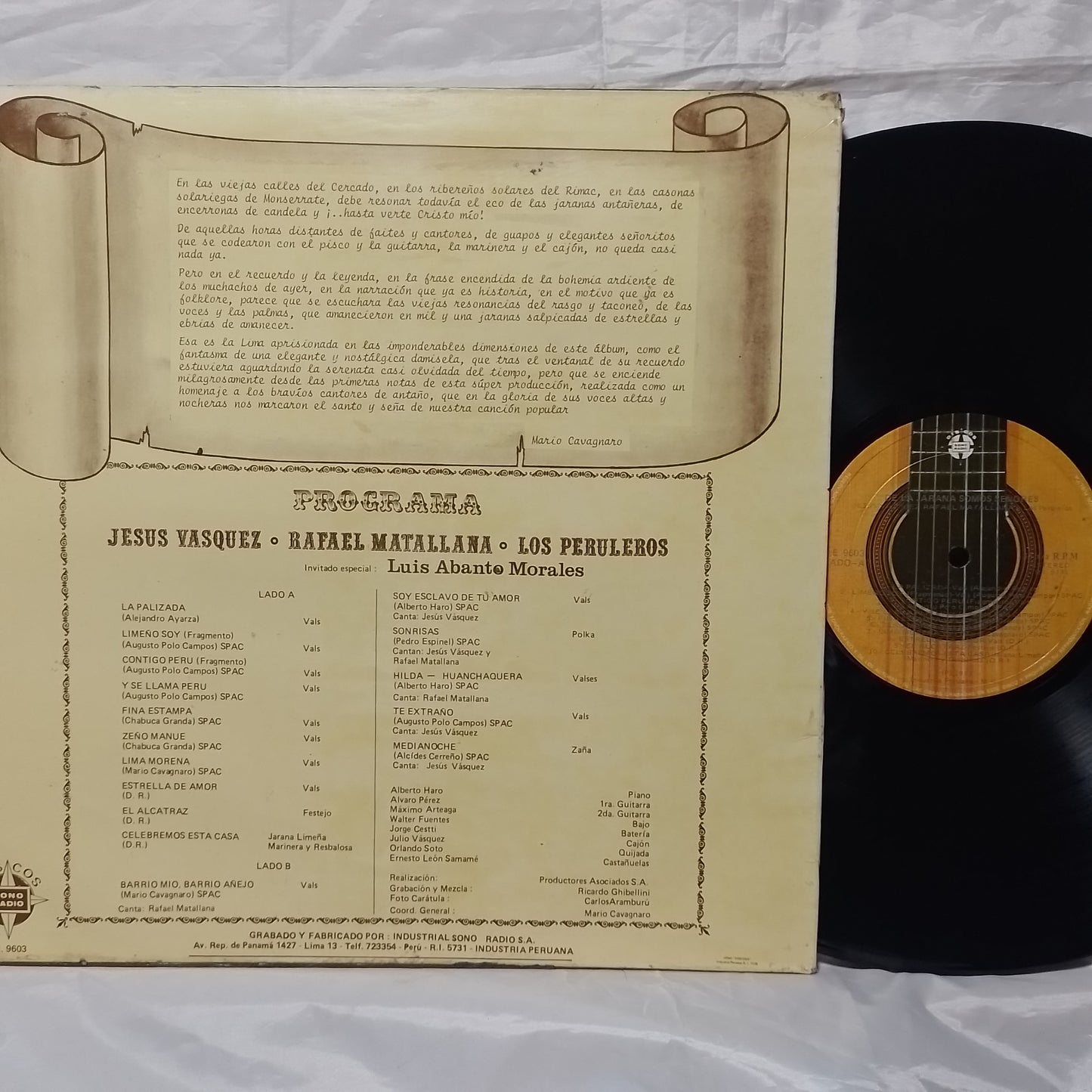 lp De La Jarana Somos Señores varios Jesús Vásquez Rafael Matallana Los Peruleros Luis Abanto Morales made peru 1980 criolla folk